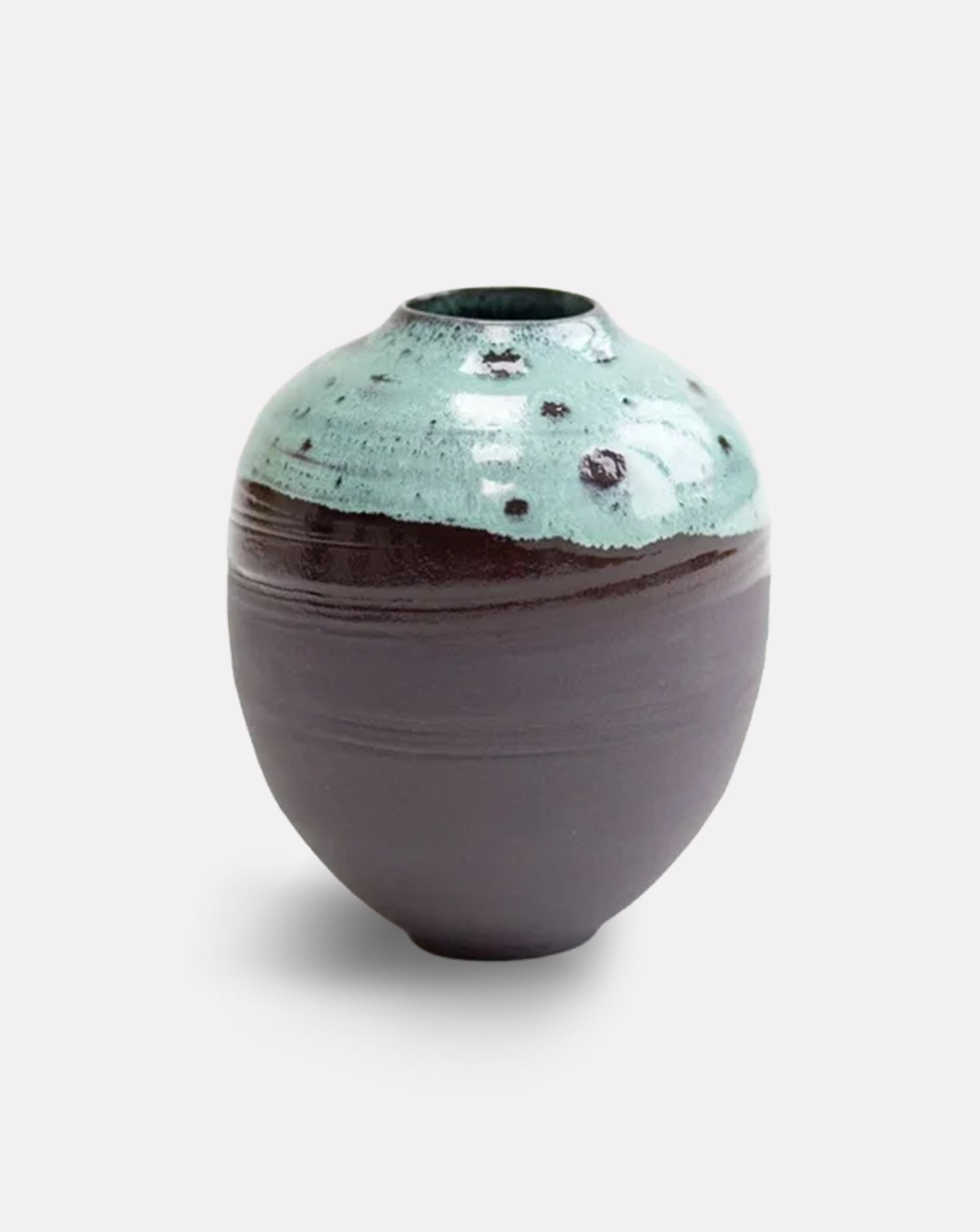 Onyx Black Porcelain Moon Jar Copper Green