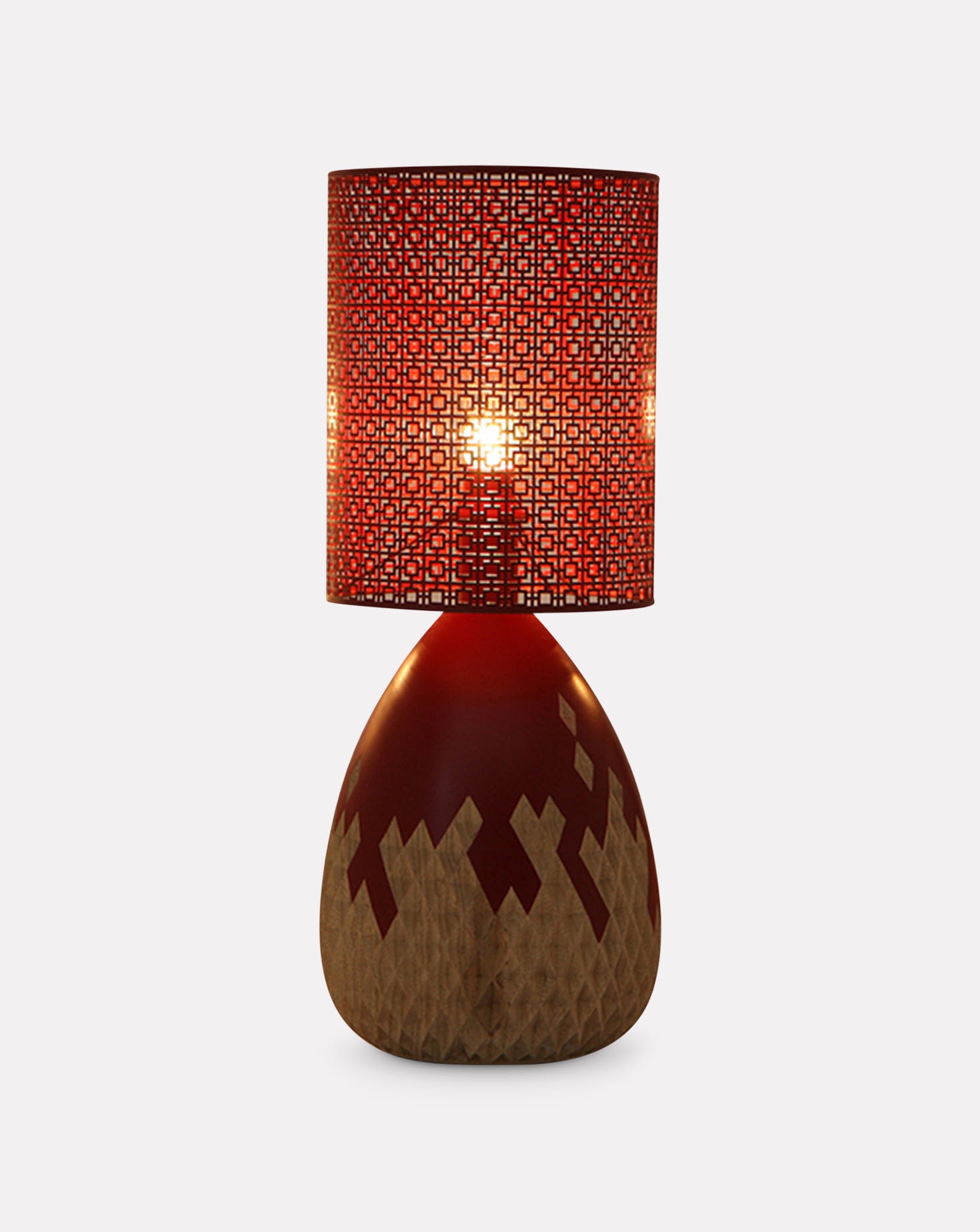 Palma Carved Frakke Wood Table Lamp