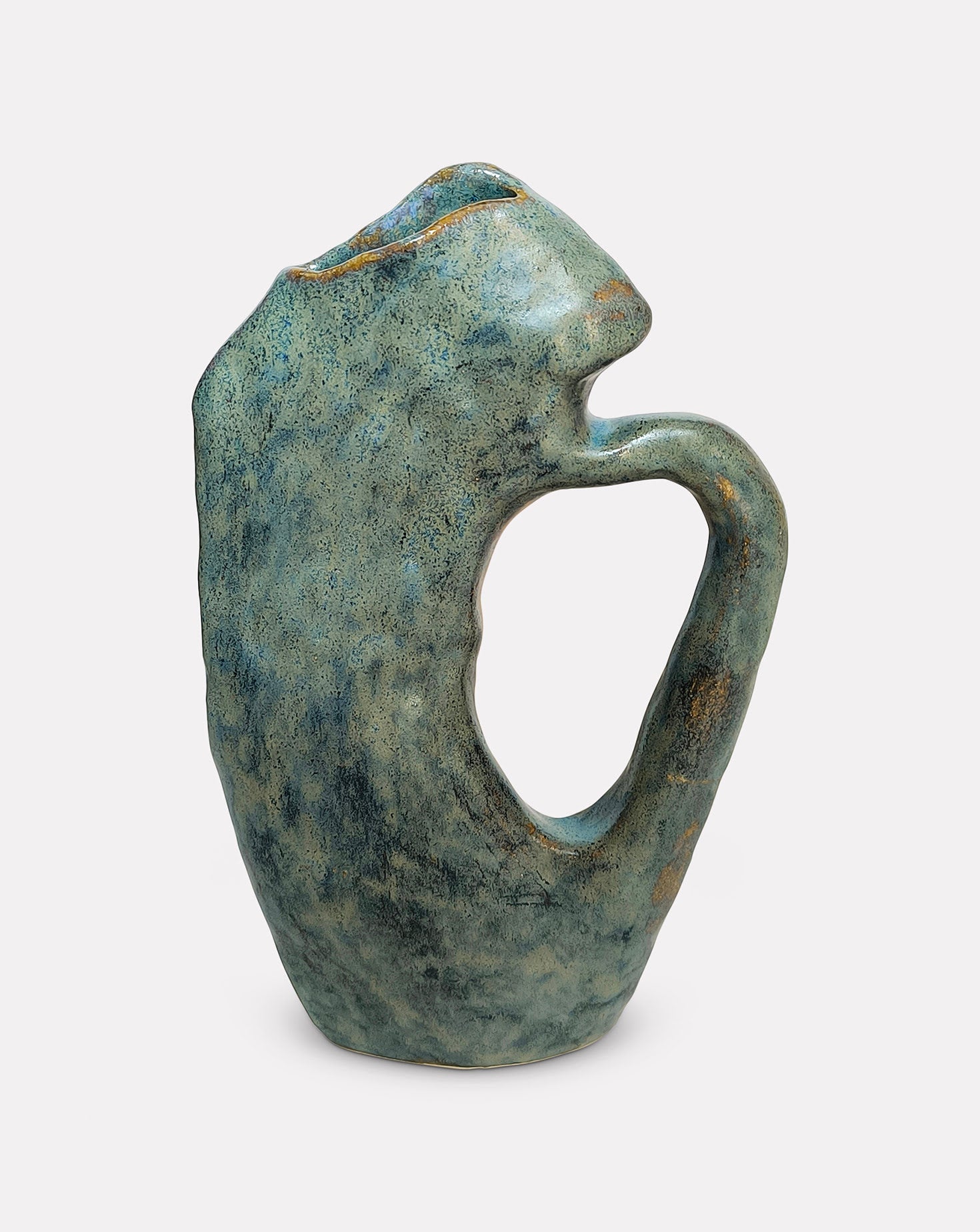 Rustique Glazed Blue Stoneware Vessel