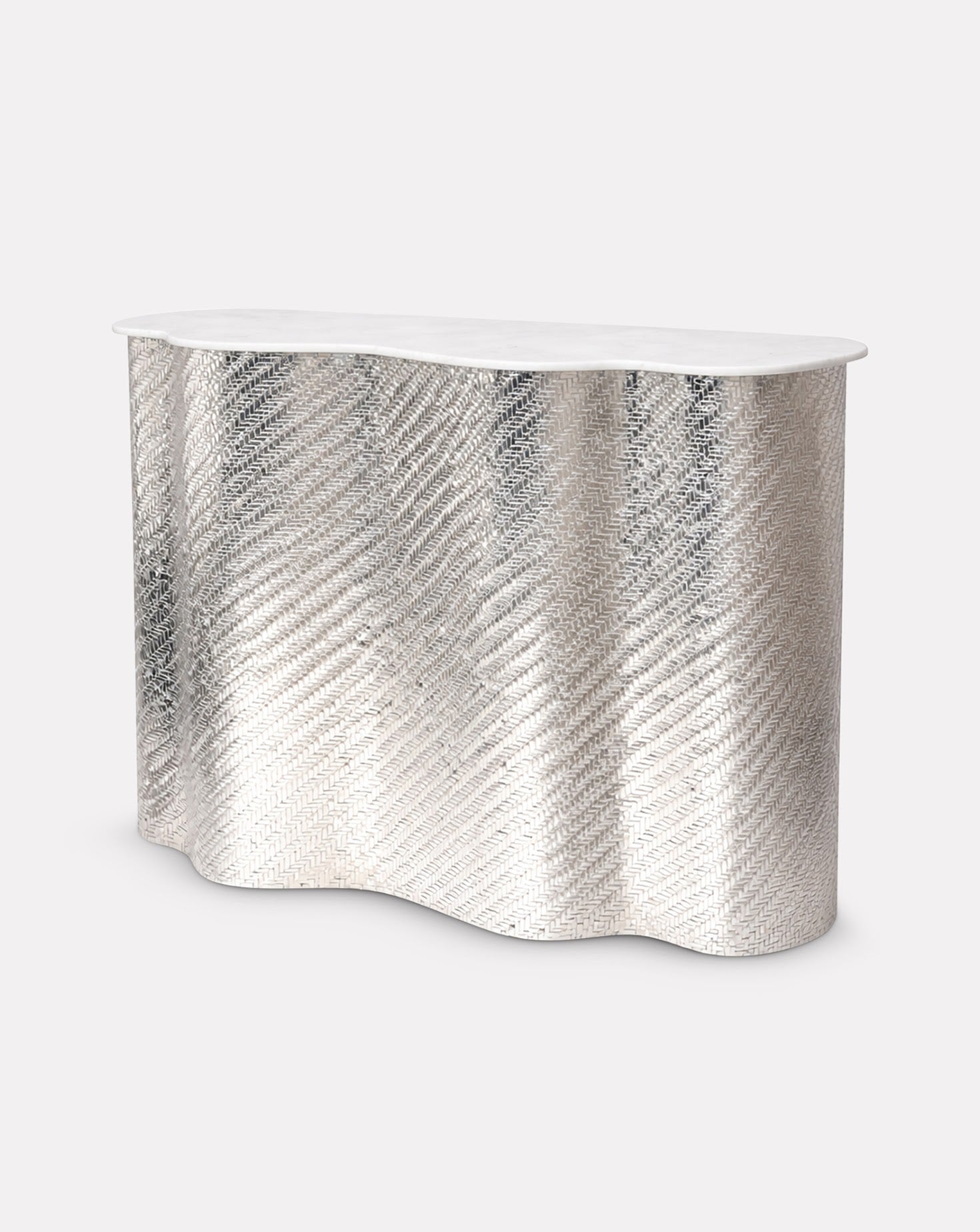 SS Woven Silver and Chrome Bar Cabinet