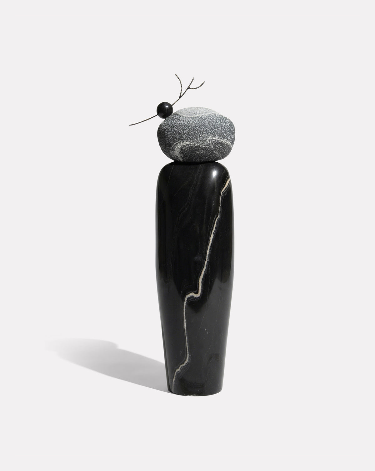 TARU black marble floor sculpture in tree form, a collected statement for homes styled with luxury kitchenware