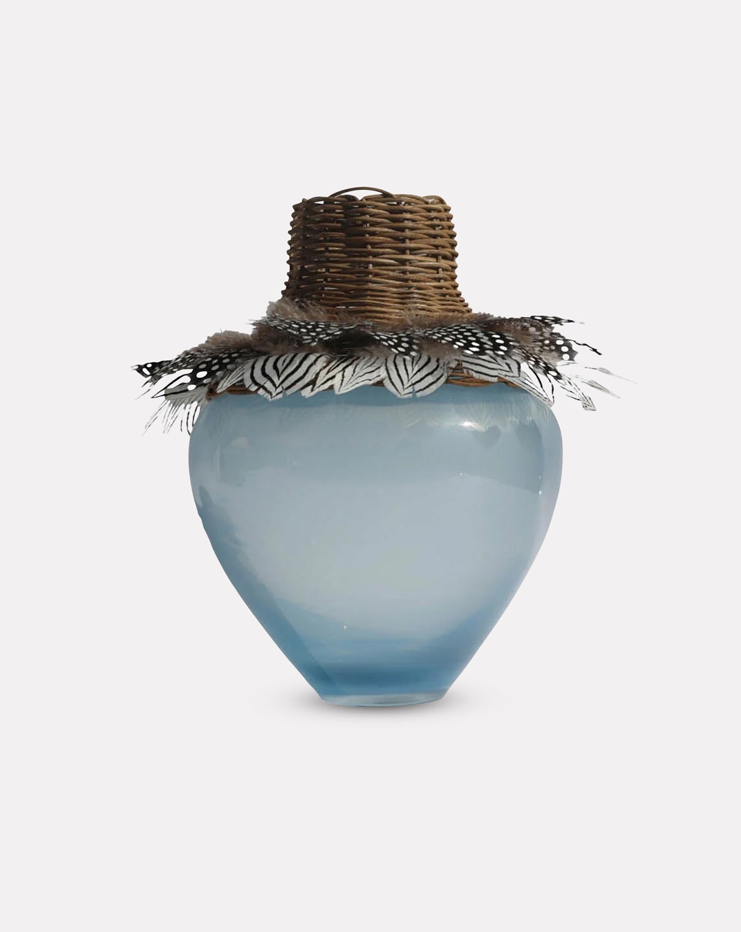 TRIBE Rattan and Feathers Dots Vase