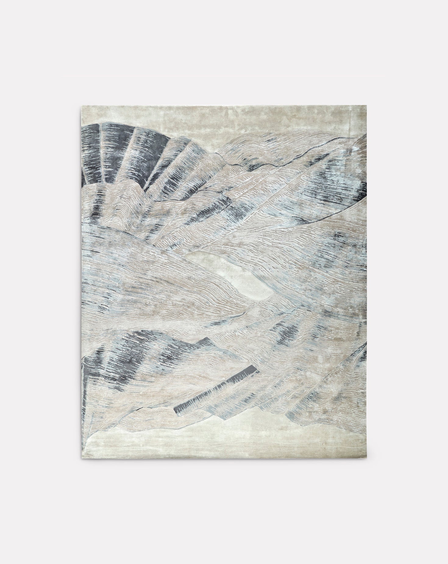 Veil Slate Handknotted Botanical Silk Rug