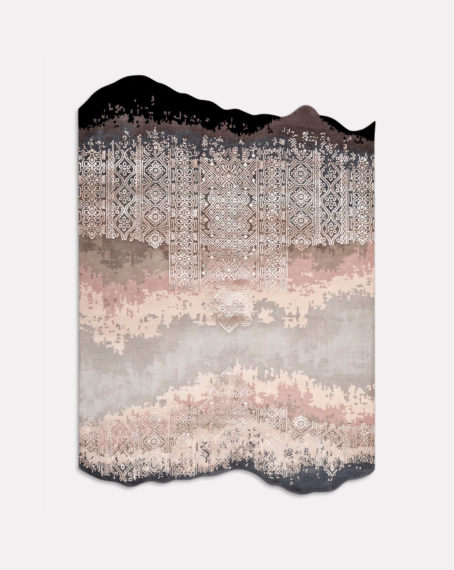 Zielle Pink Grey Handknotted Rug