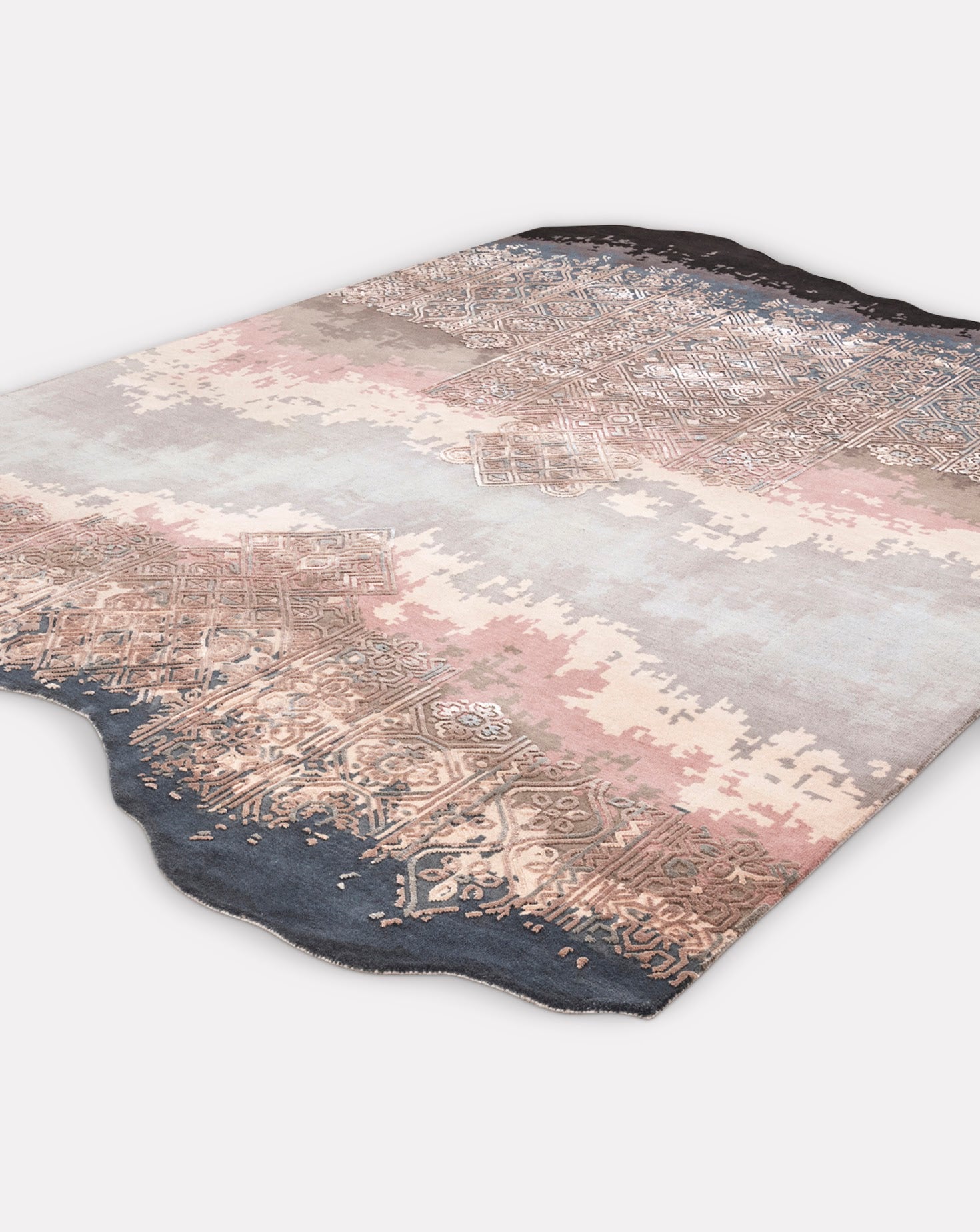 Zielle Pink Grey Handknotted Rug