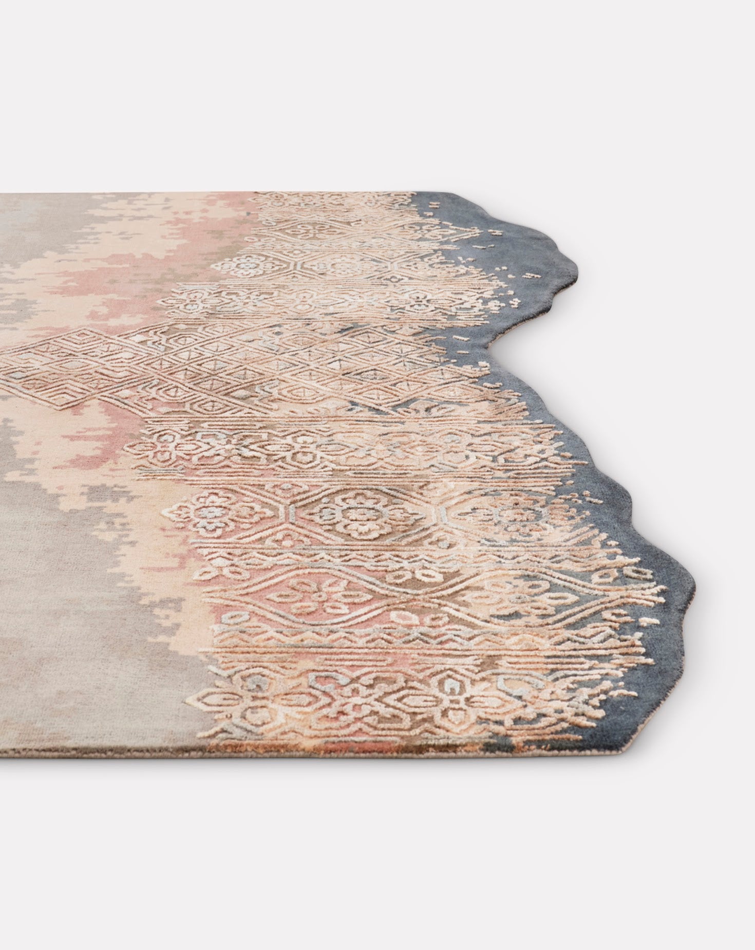 Zielle Pink Grey Handknotted Rug
