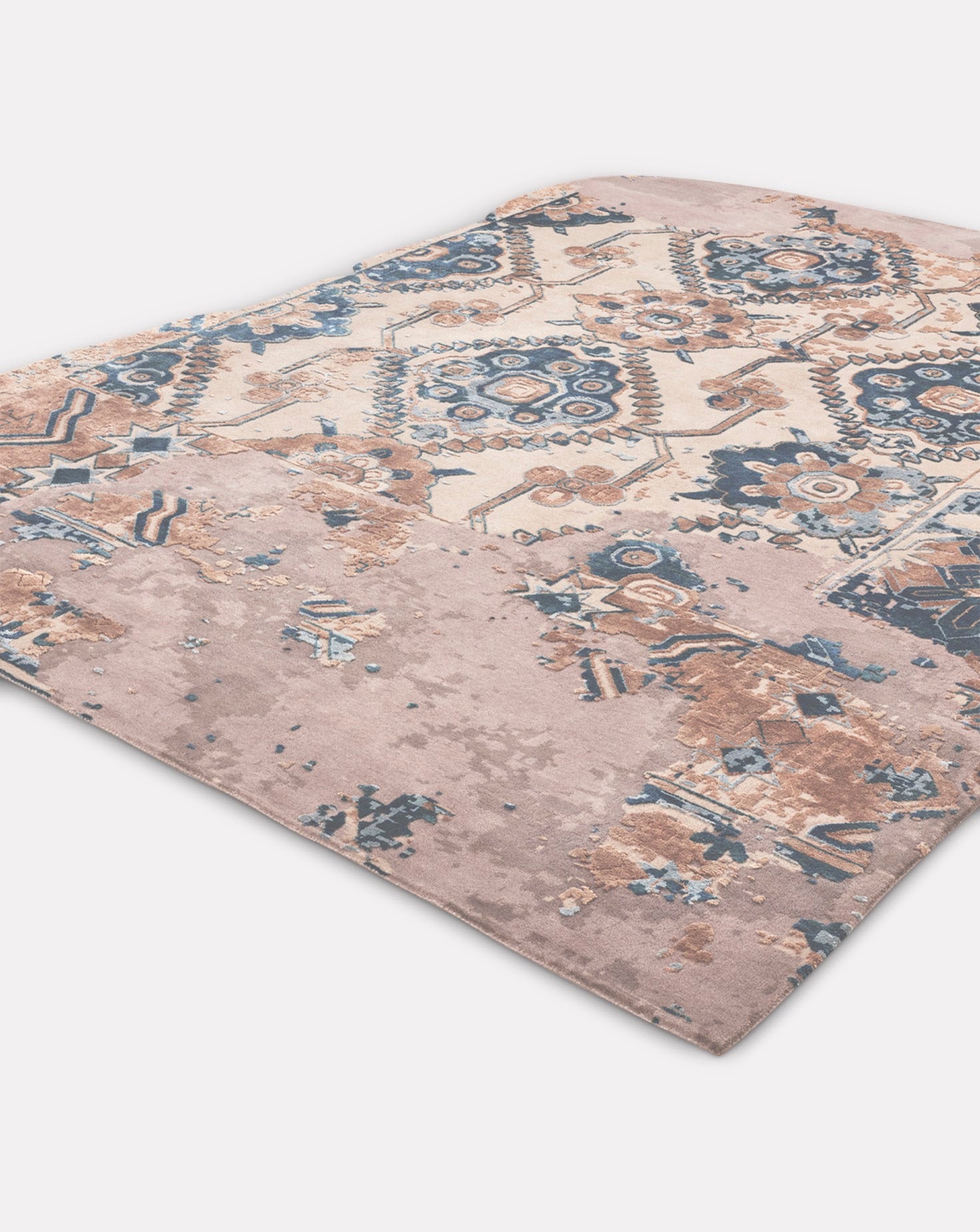 Zinnia Teal Rust Handknotted Rug
