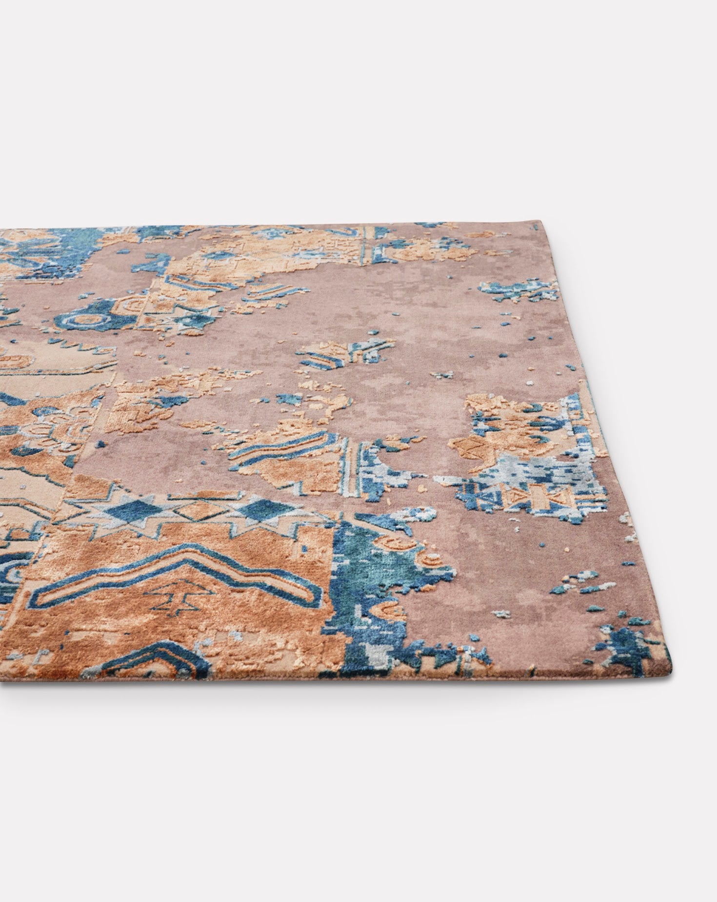 Zinnia Teal Rust Handknotted Rug