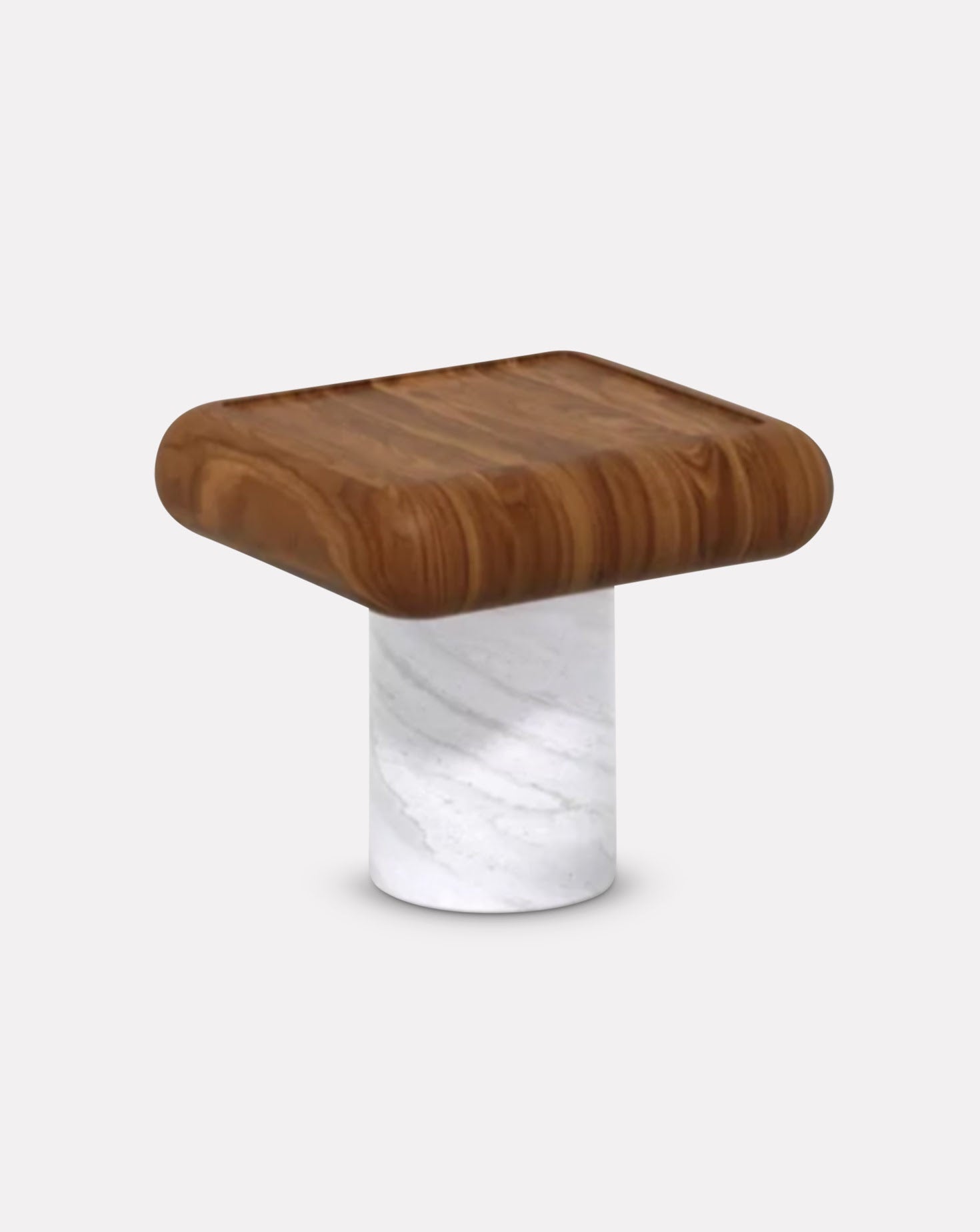 Fat Wood and Marble Side Table