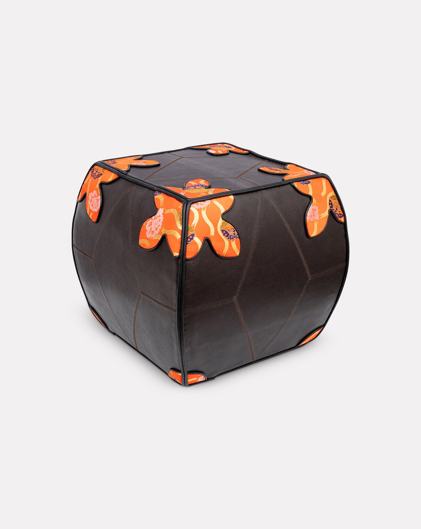 Chinese Silk Brocade Pouffe