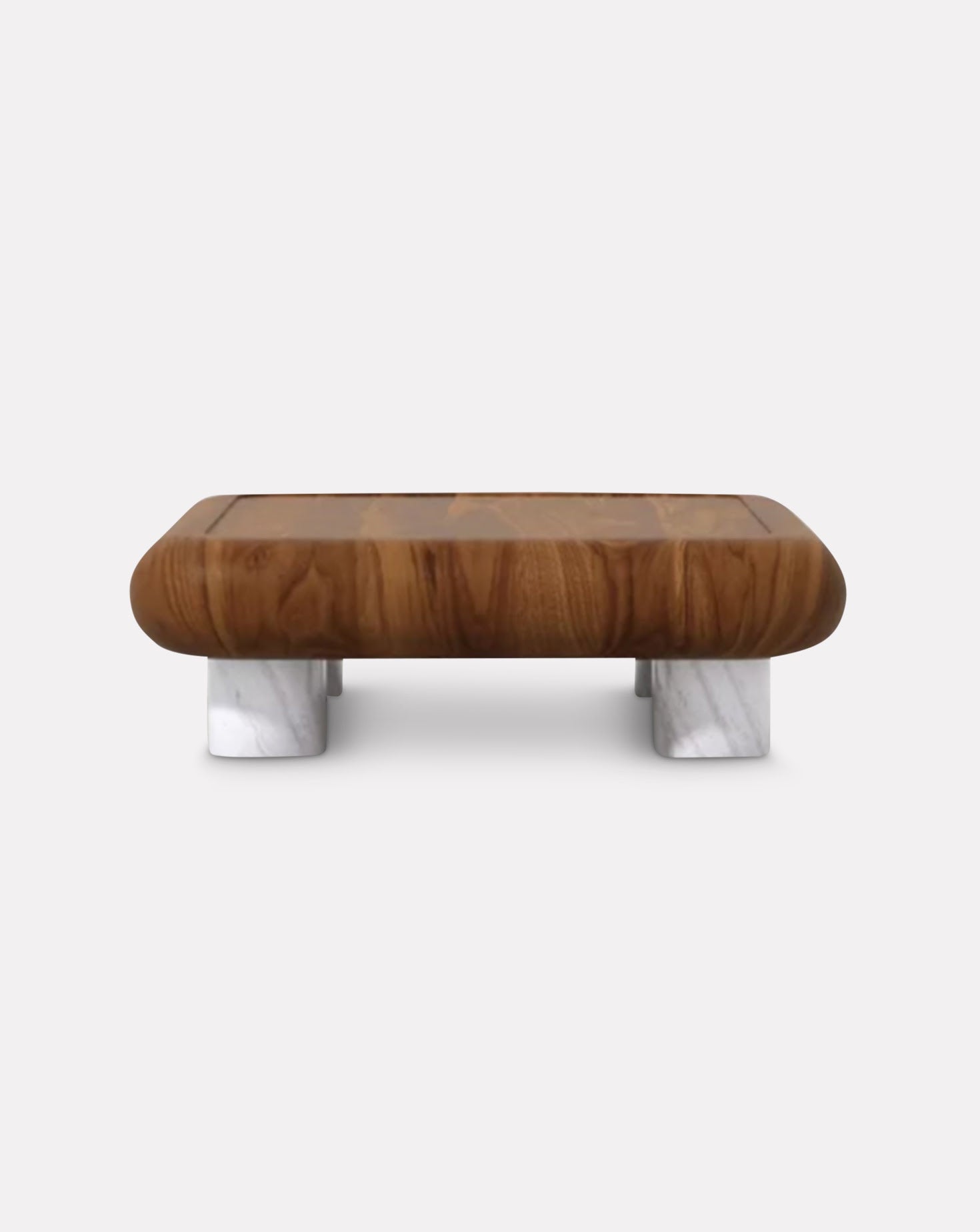 Fat Wood and Marble Light Cofee Table