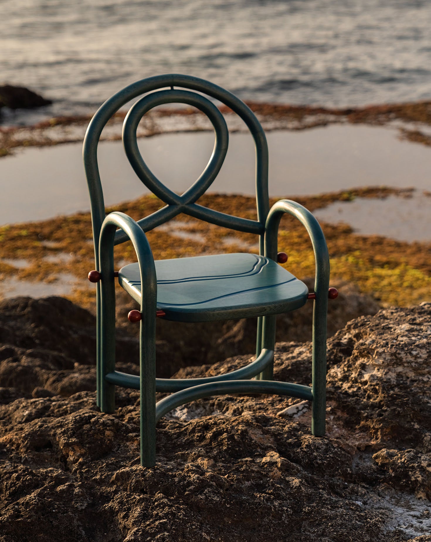 Acil Maple Wood and Carmine Armchair