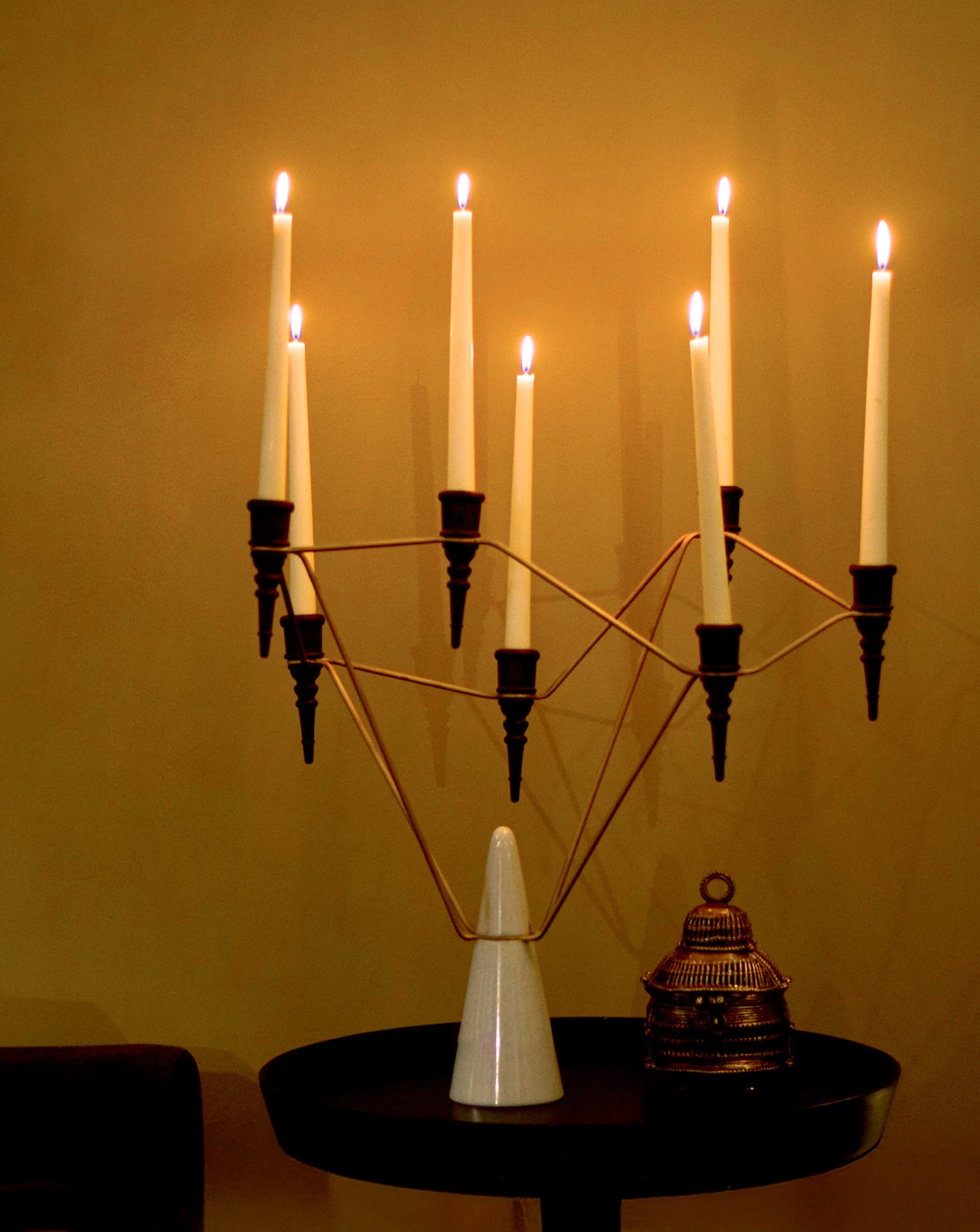 Constellation Brass & Marble Candle Stand