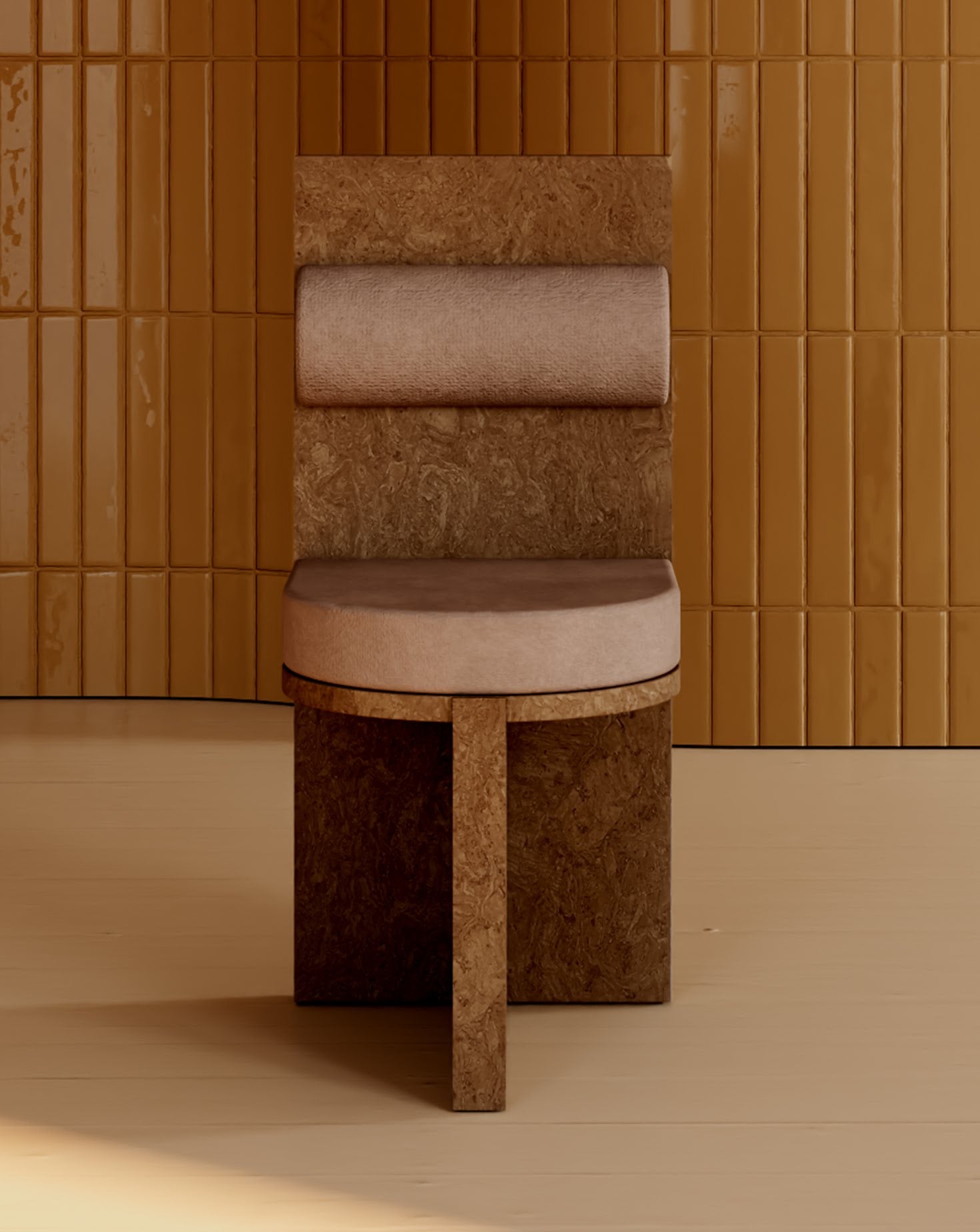 Cork and Velvet Chair