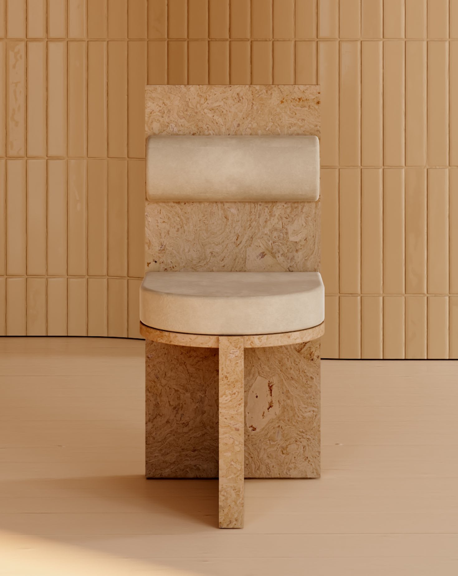 Cork and Velvet Chair