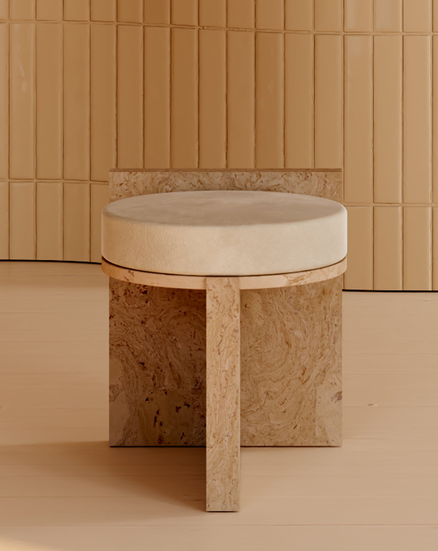 Cork and Velvet Stool