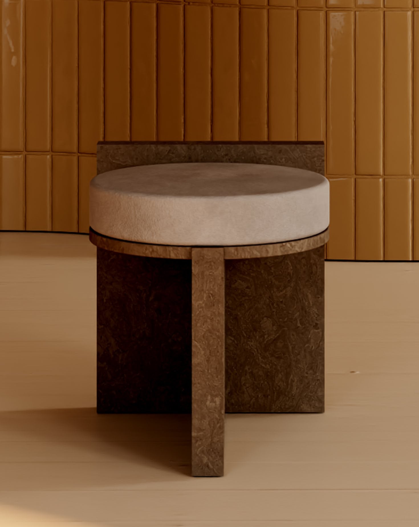 Cork and Velvet Stool
