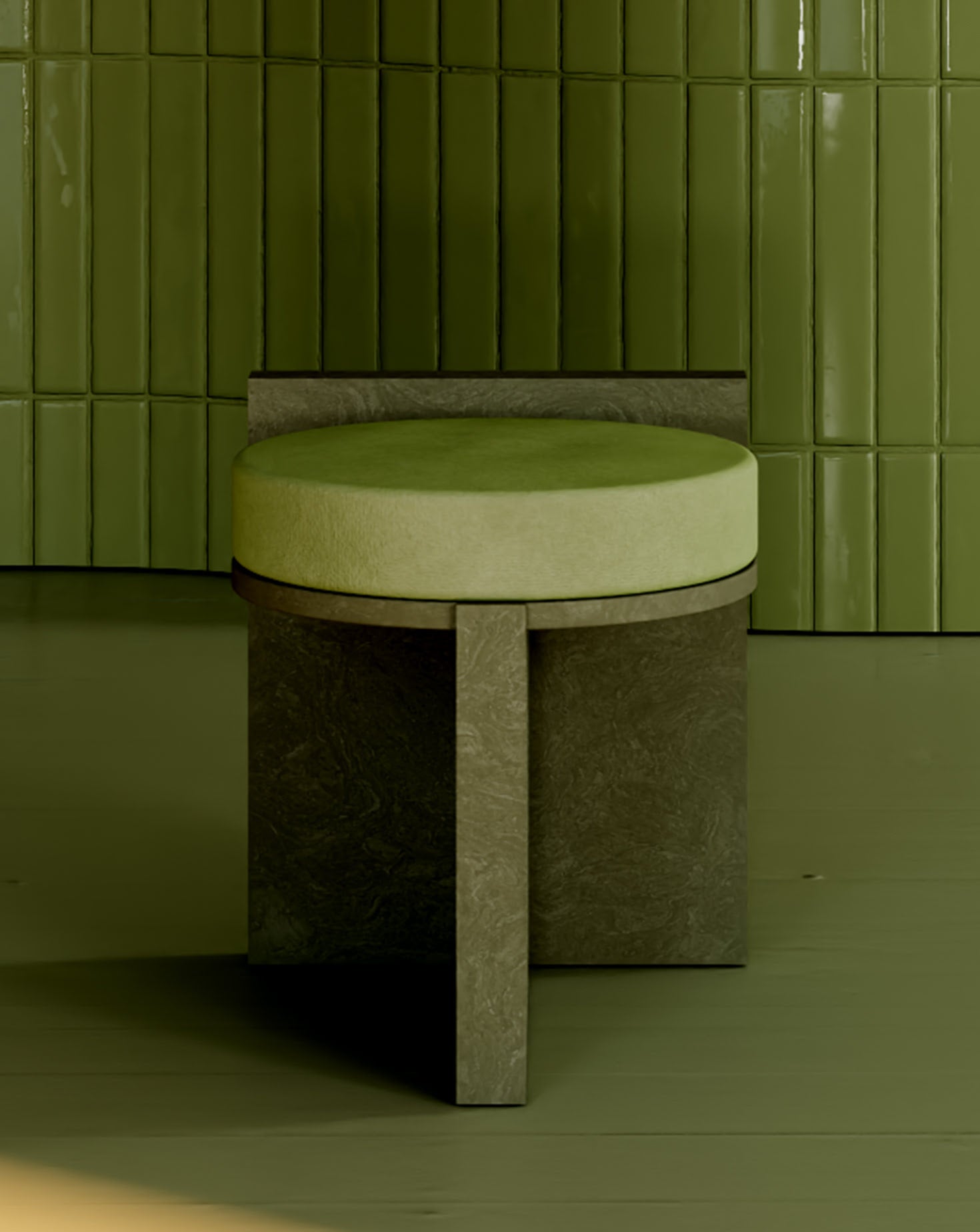 Cork and Velvet Stool