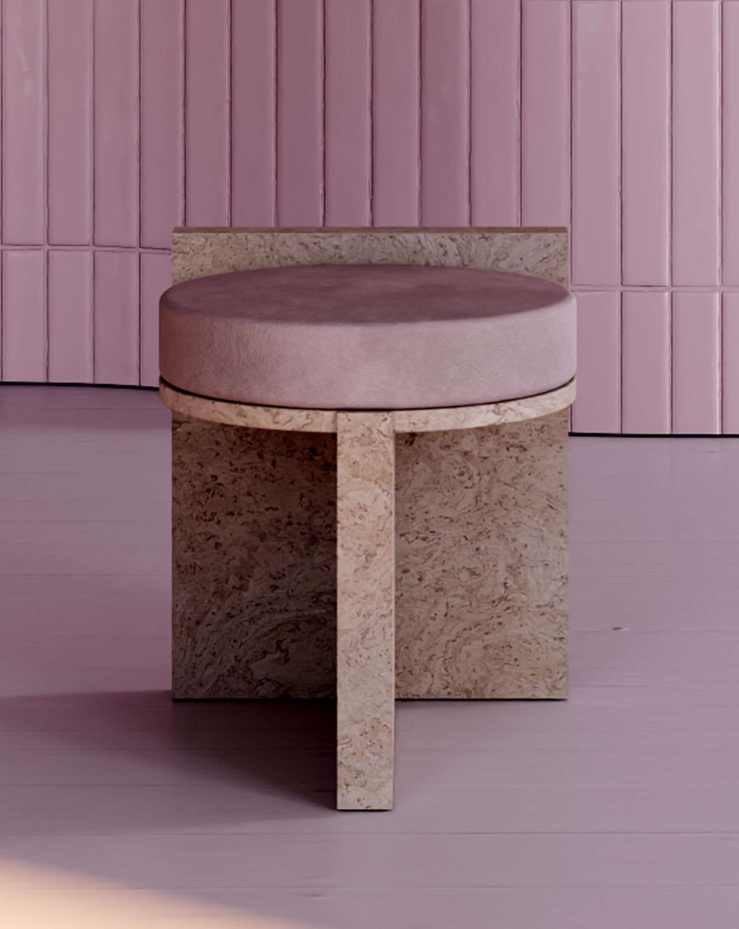 Cork and Velvet Stool