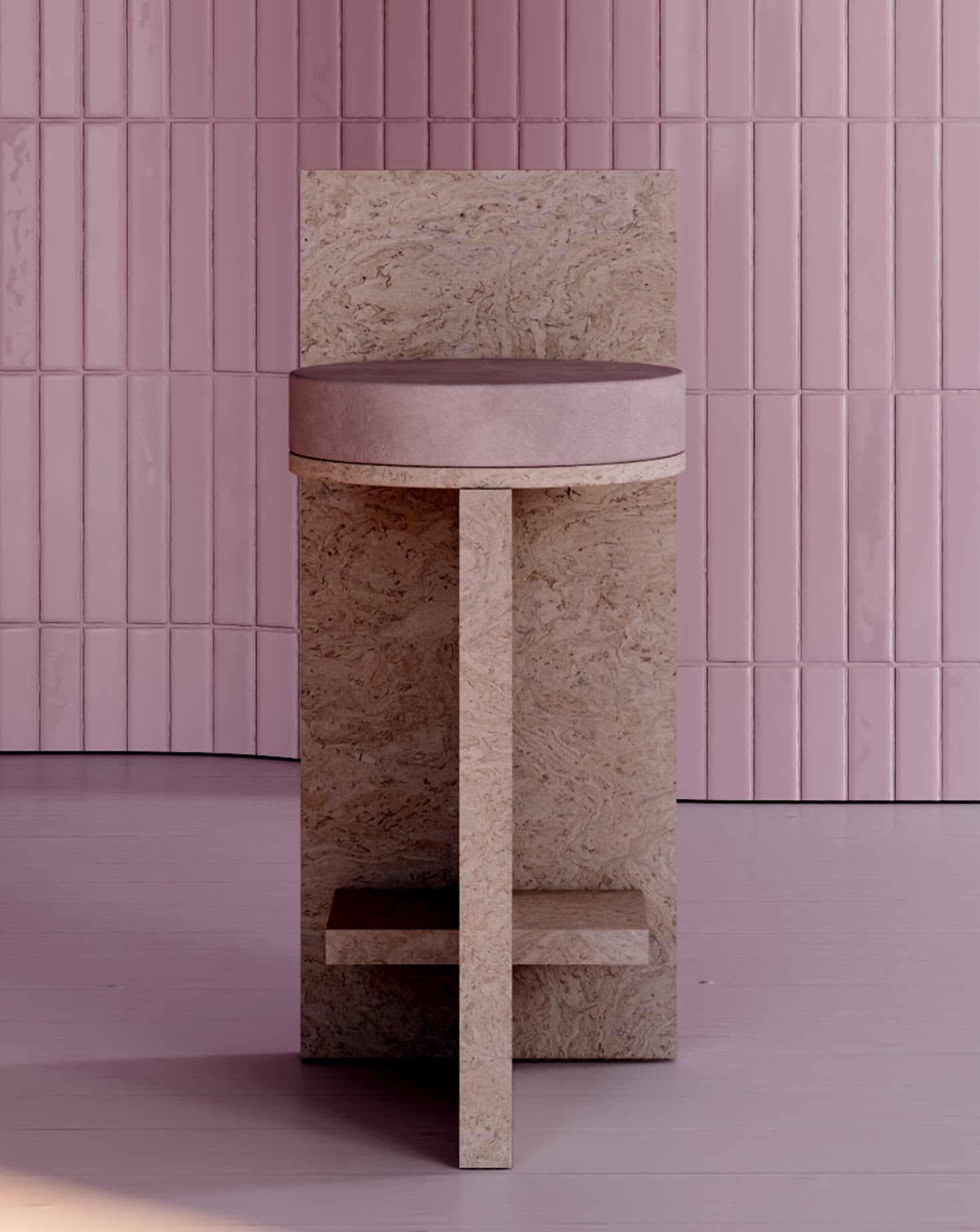 Cork and Velvet Barstool