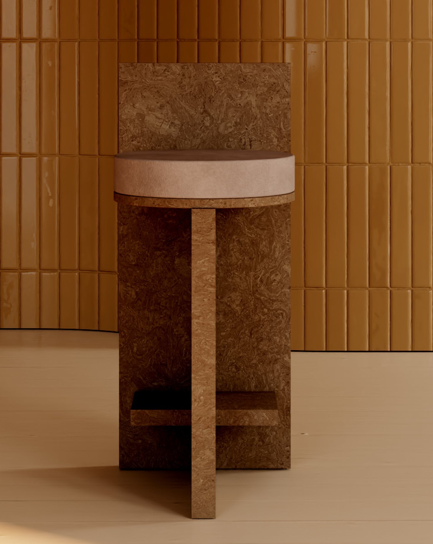 Cork and Velvet Barstool