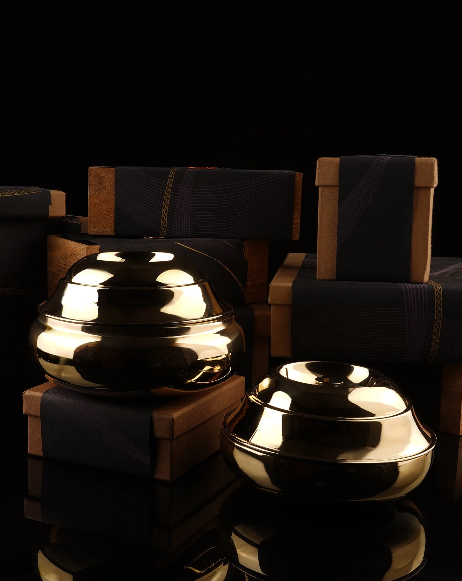 Crescent Brass Bowl Decorative Vessel