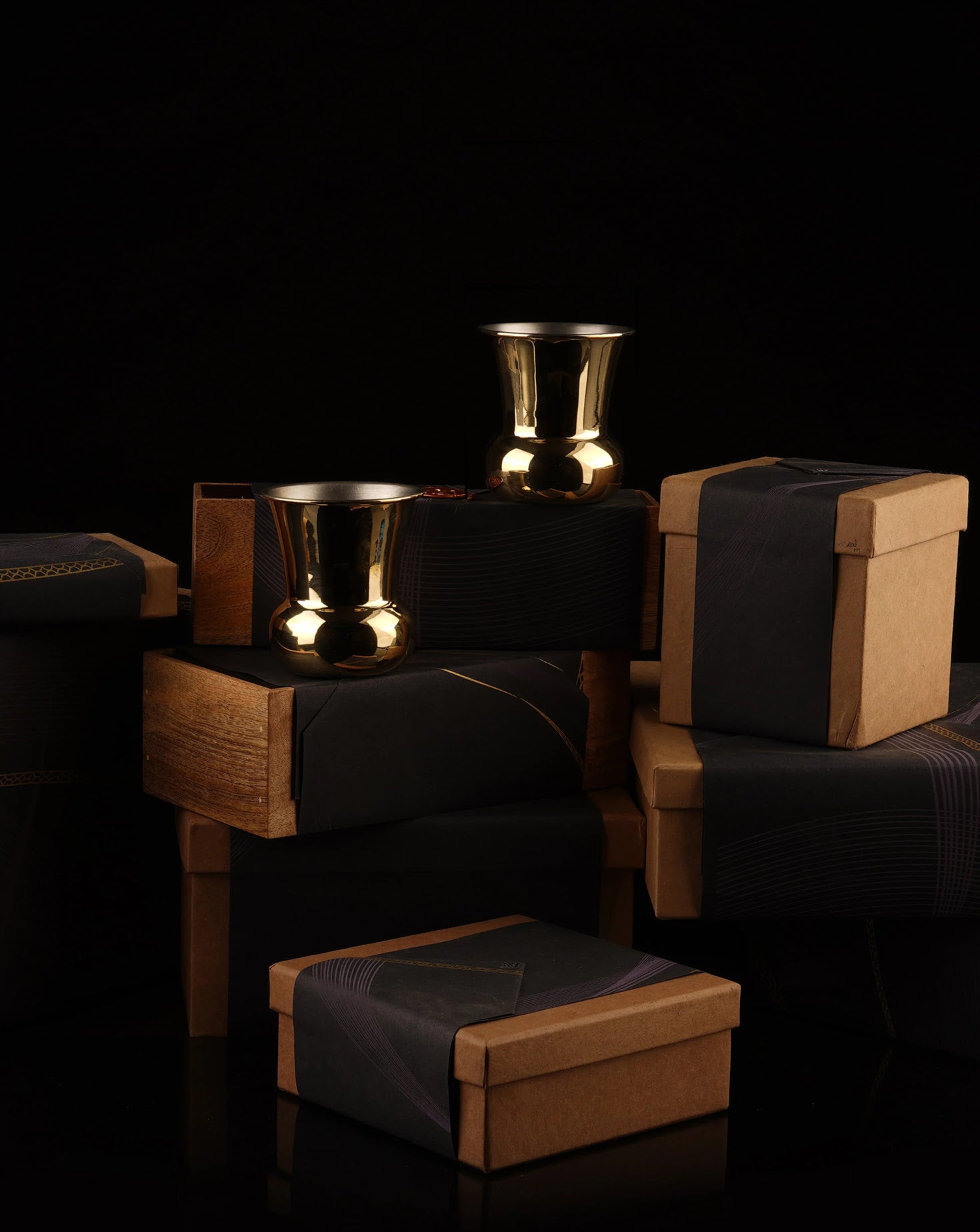 Crescent Brass Tumbler Set of 2