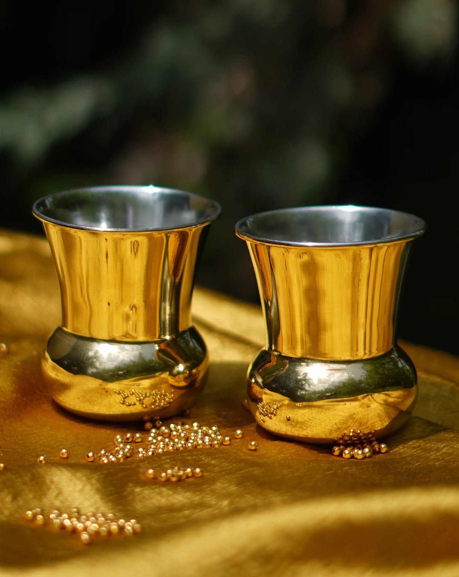 Crescent Brass Tumbler Set of 2