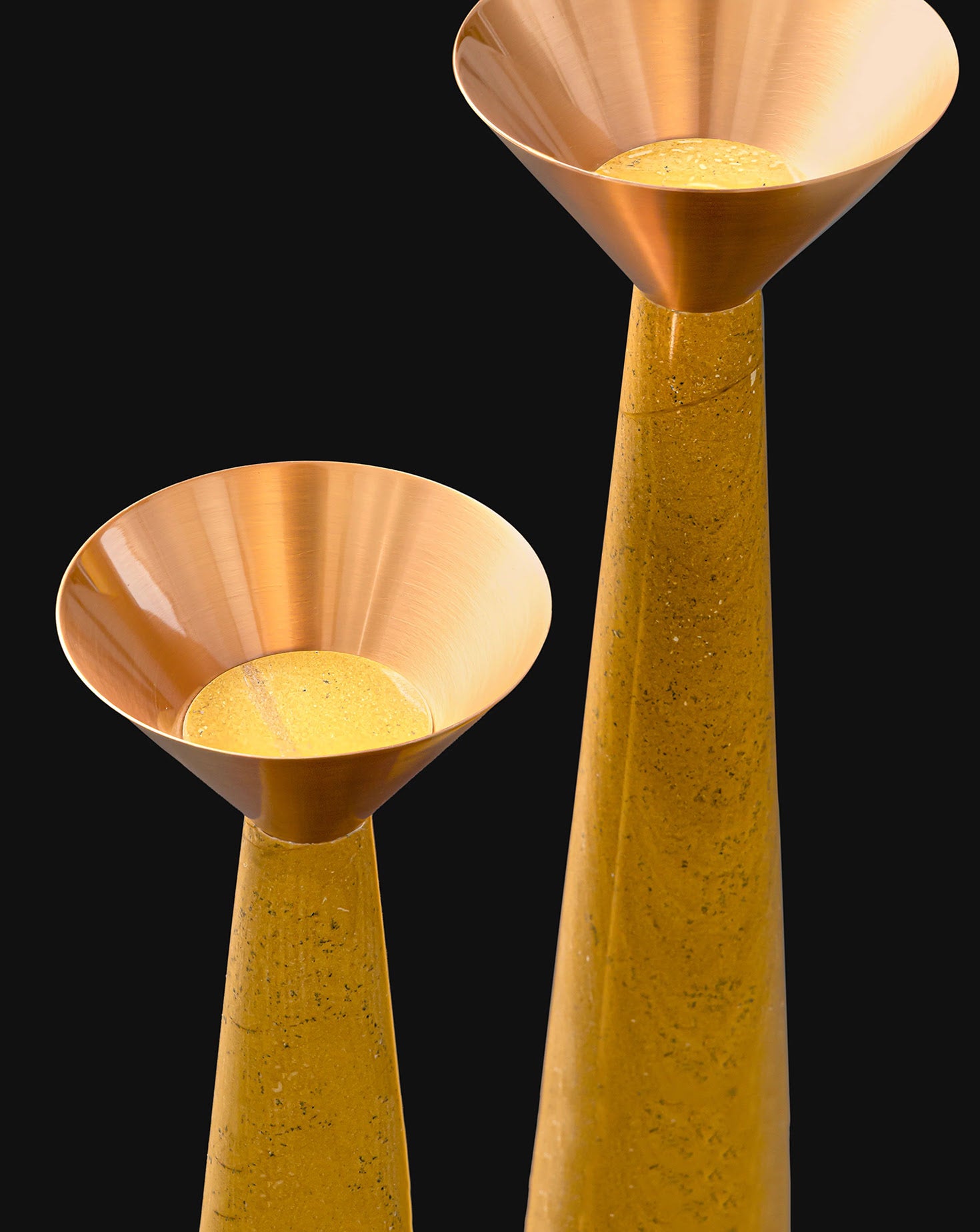 Cu Stone Candlestand Marble Yellow Sets of 3