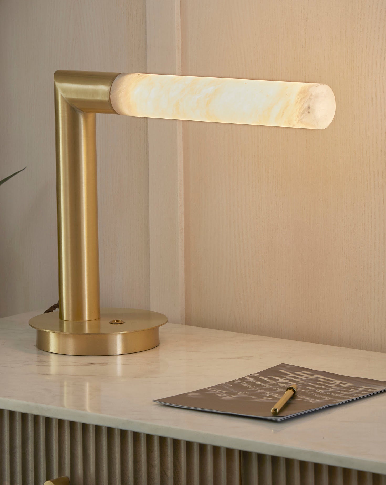 Geo Brass and Alabaster Desk Light