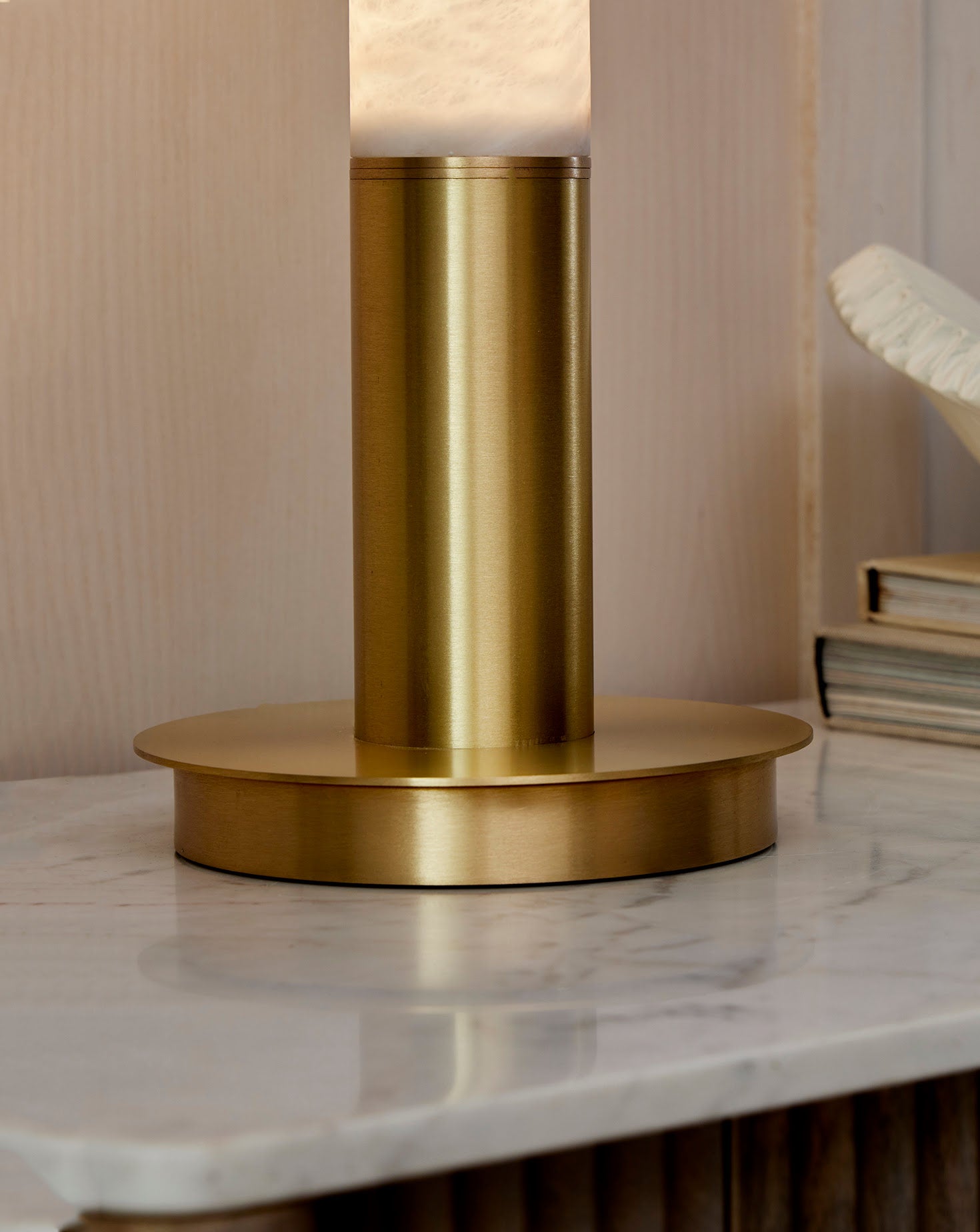 Geo Brass and Alabaster Desk Light