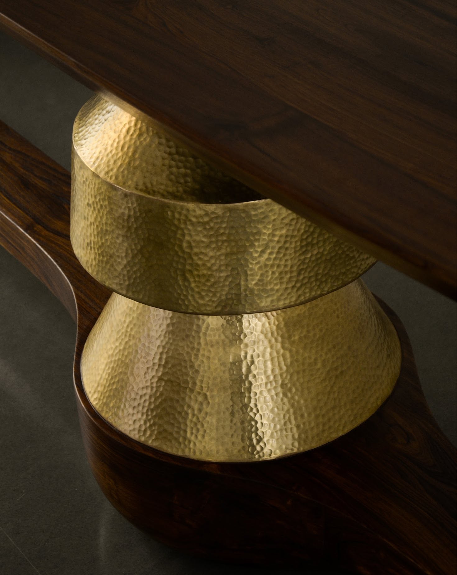Ghee Brass and Wood Console Table