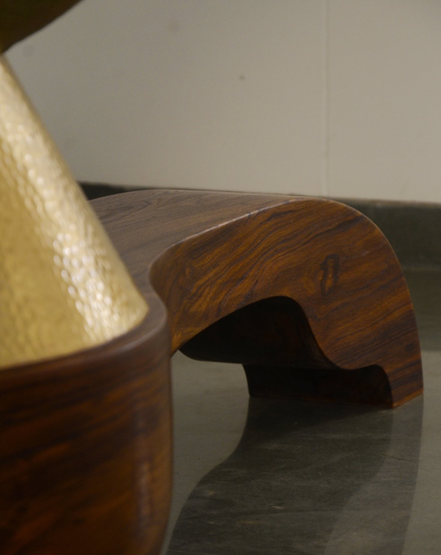 Ghee Brass and Wood Console Table