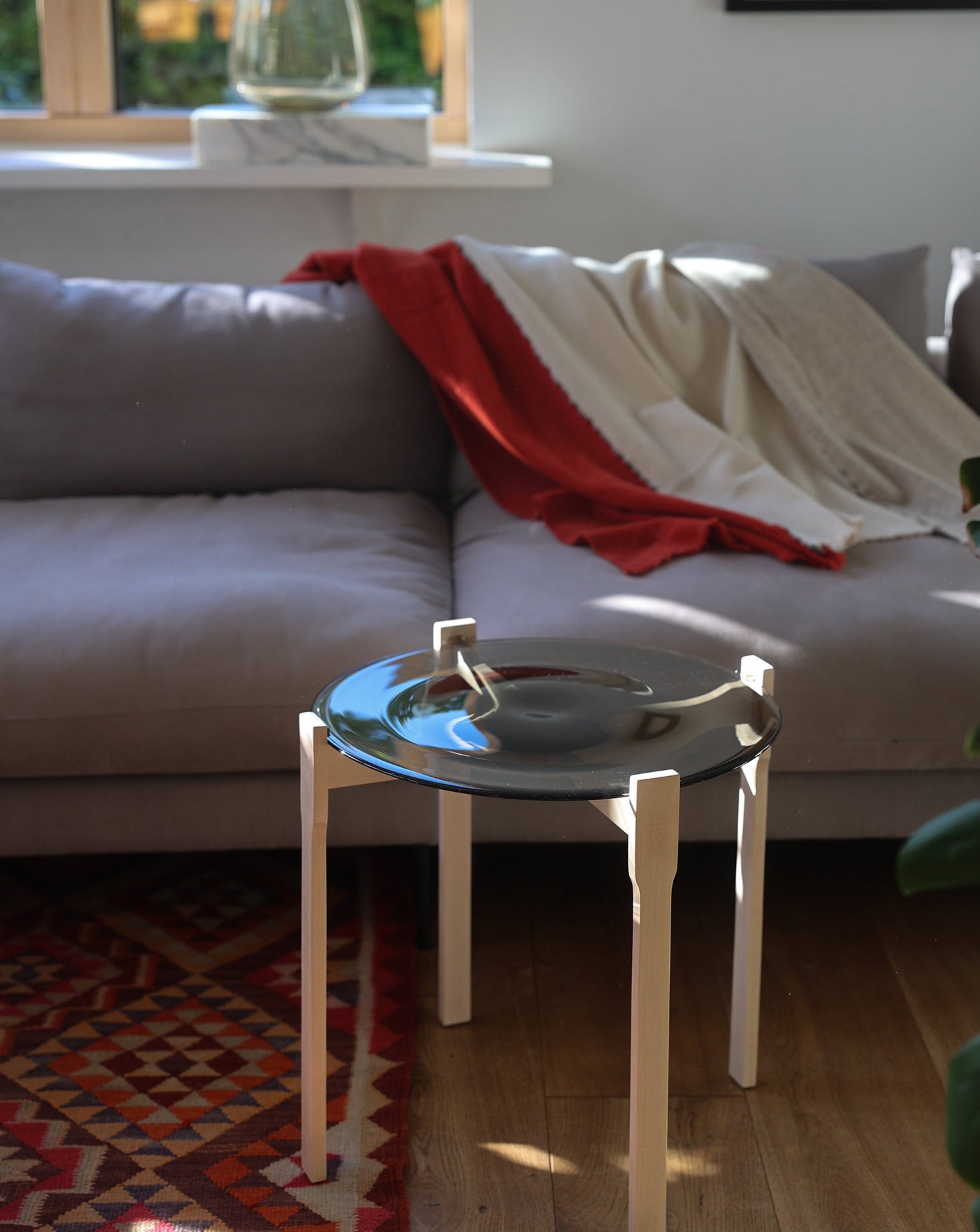 HALO Wooden and Glass Top Side Table