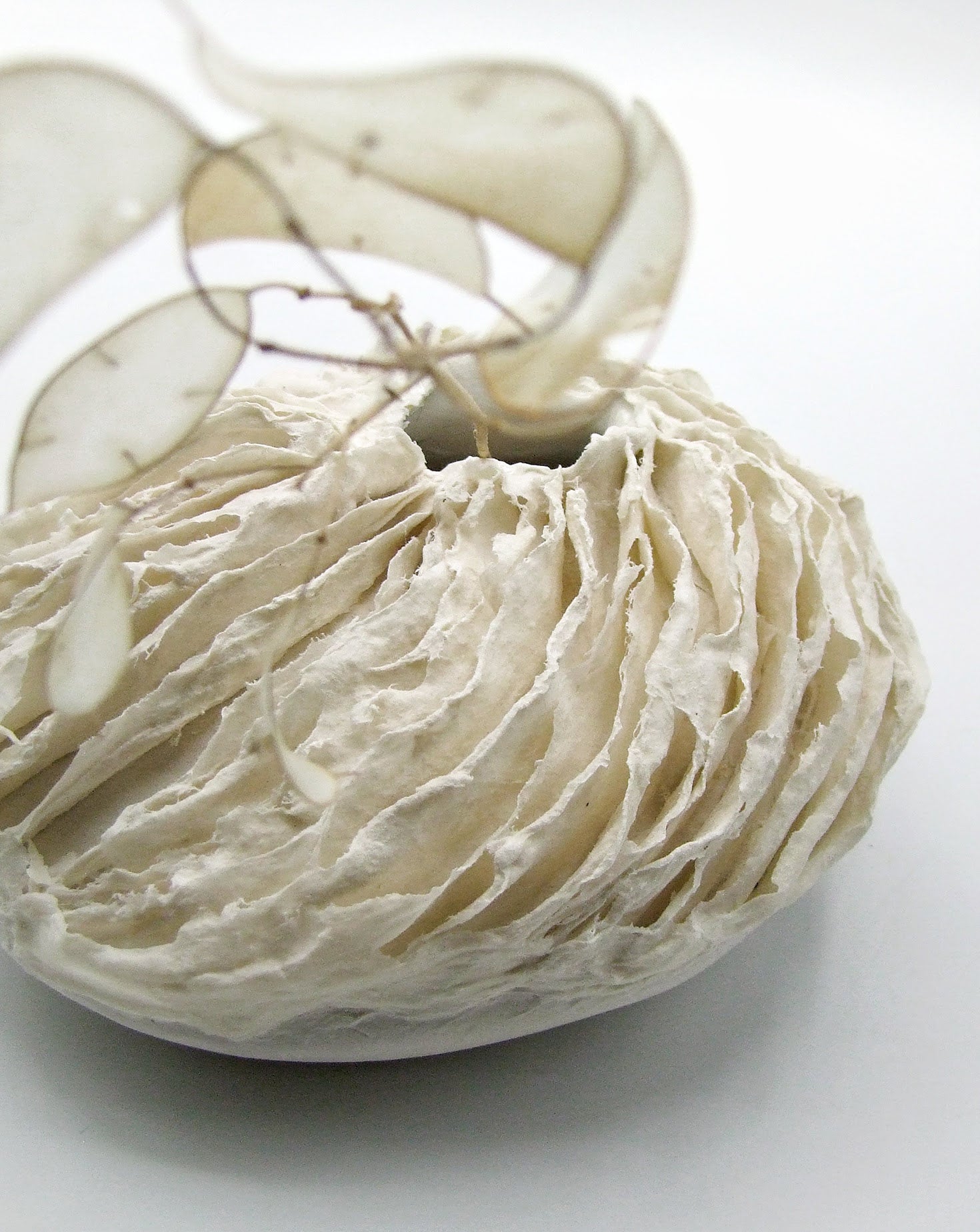 Ivory Billows Porcelain Vessel I