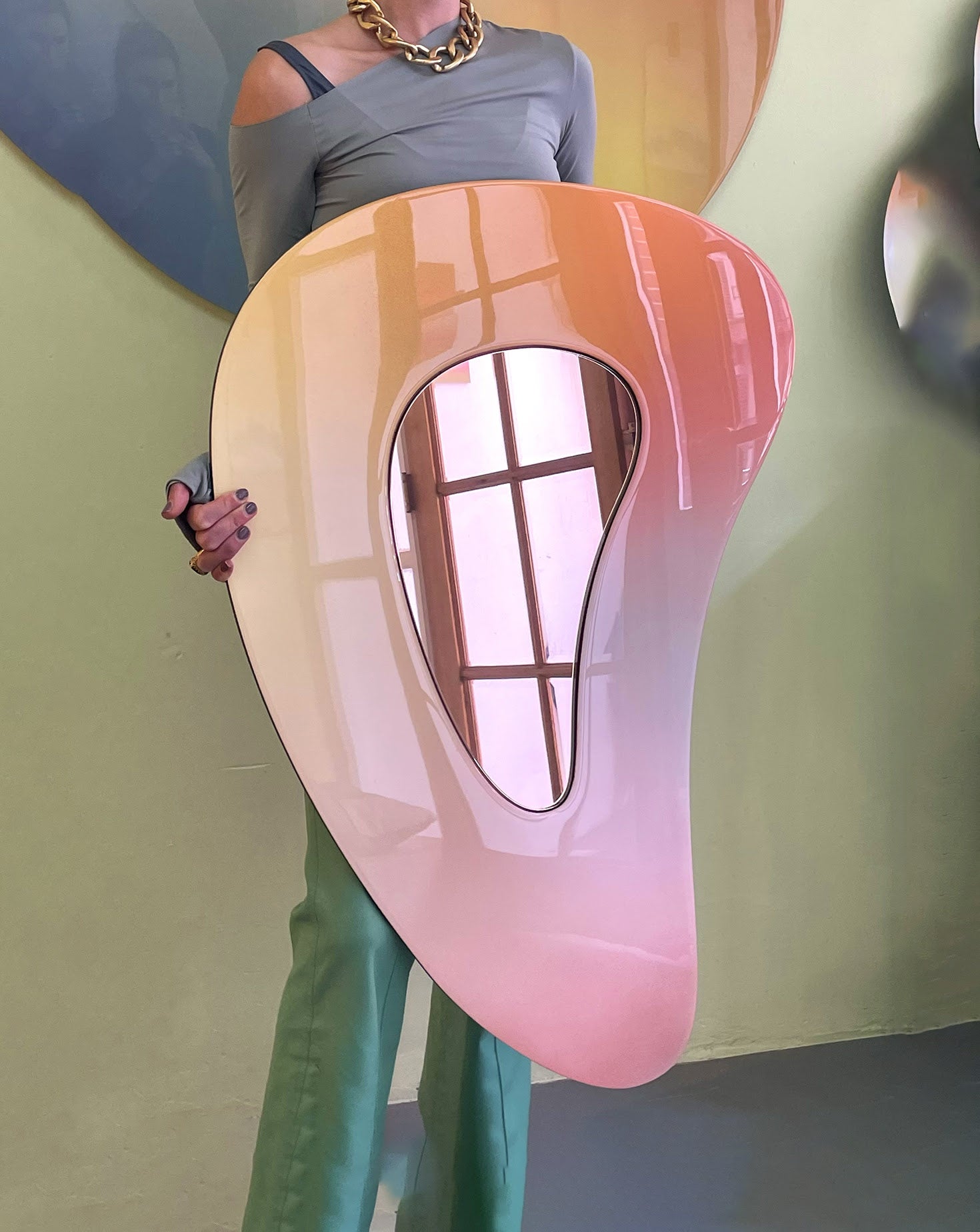 Jewel Acrylic and Resin Rosé Mirror