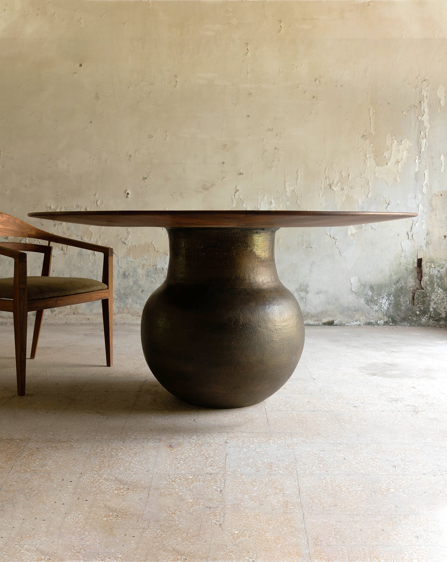 Lota Brass and Wood Dining Table