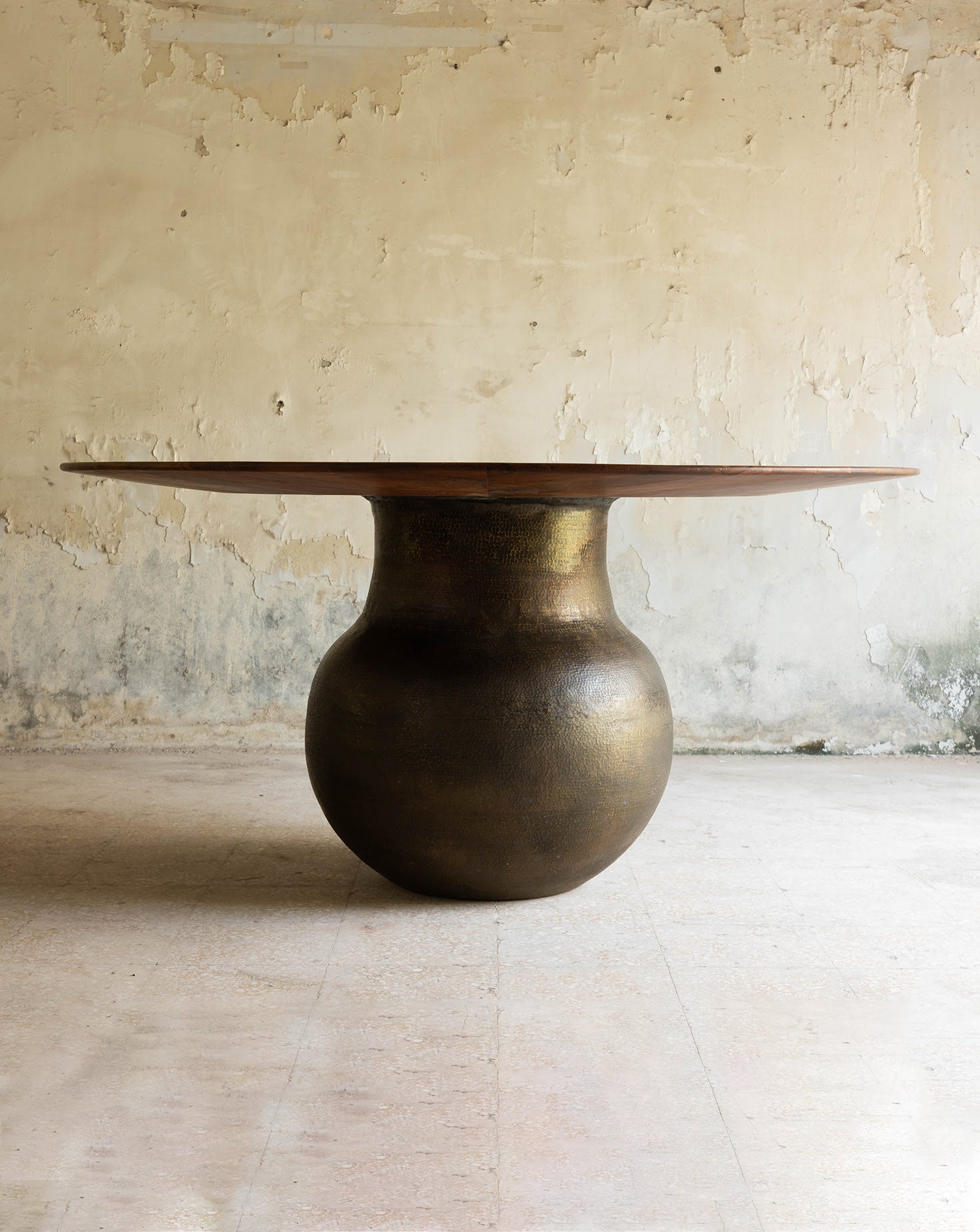 Lota Brass and Wood Dining Table
