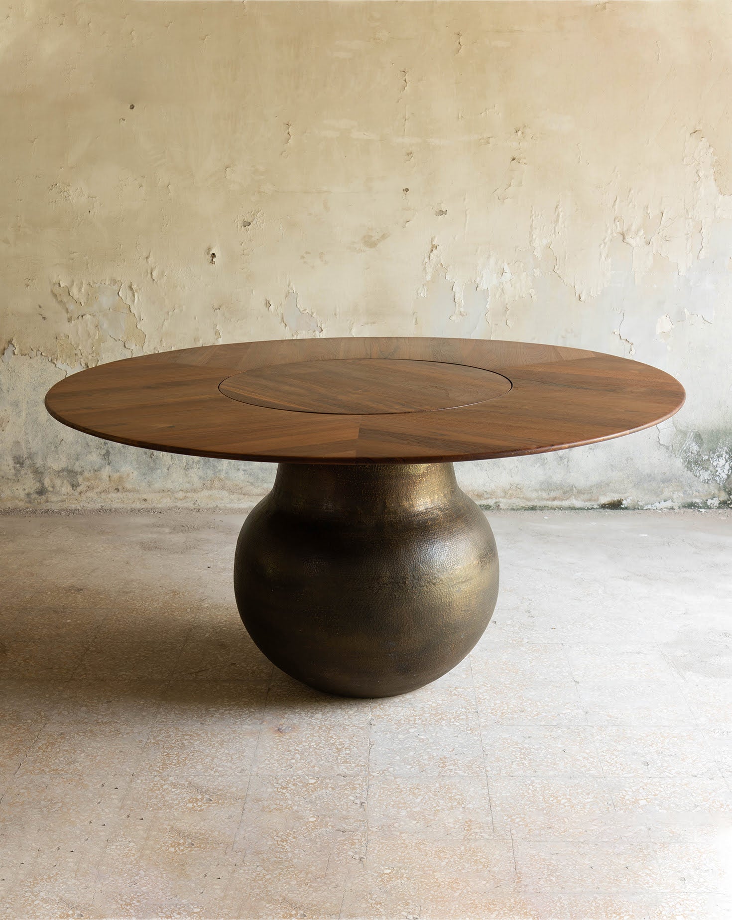 Lota Brass and Wood Dining Table