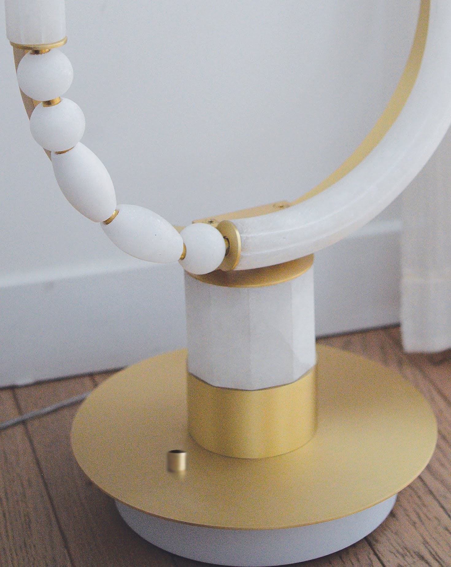 Pearl Satin Brass Standing Table Lamp