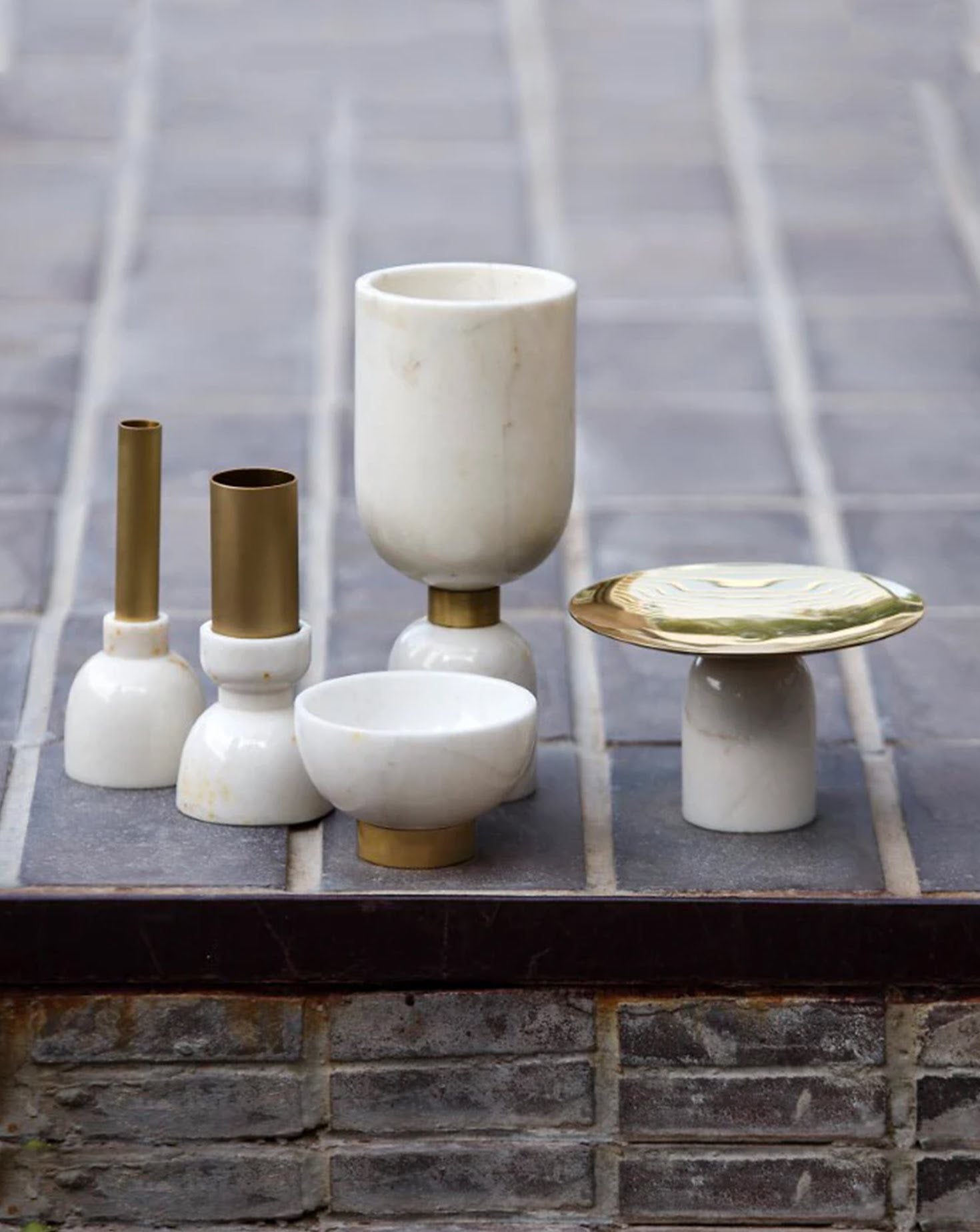 Morbi Marble and Brass Fruit Bowl