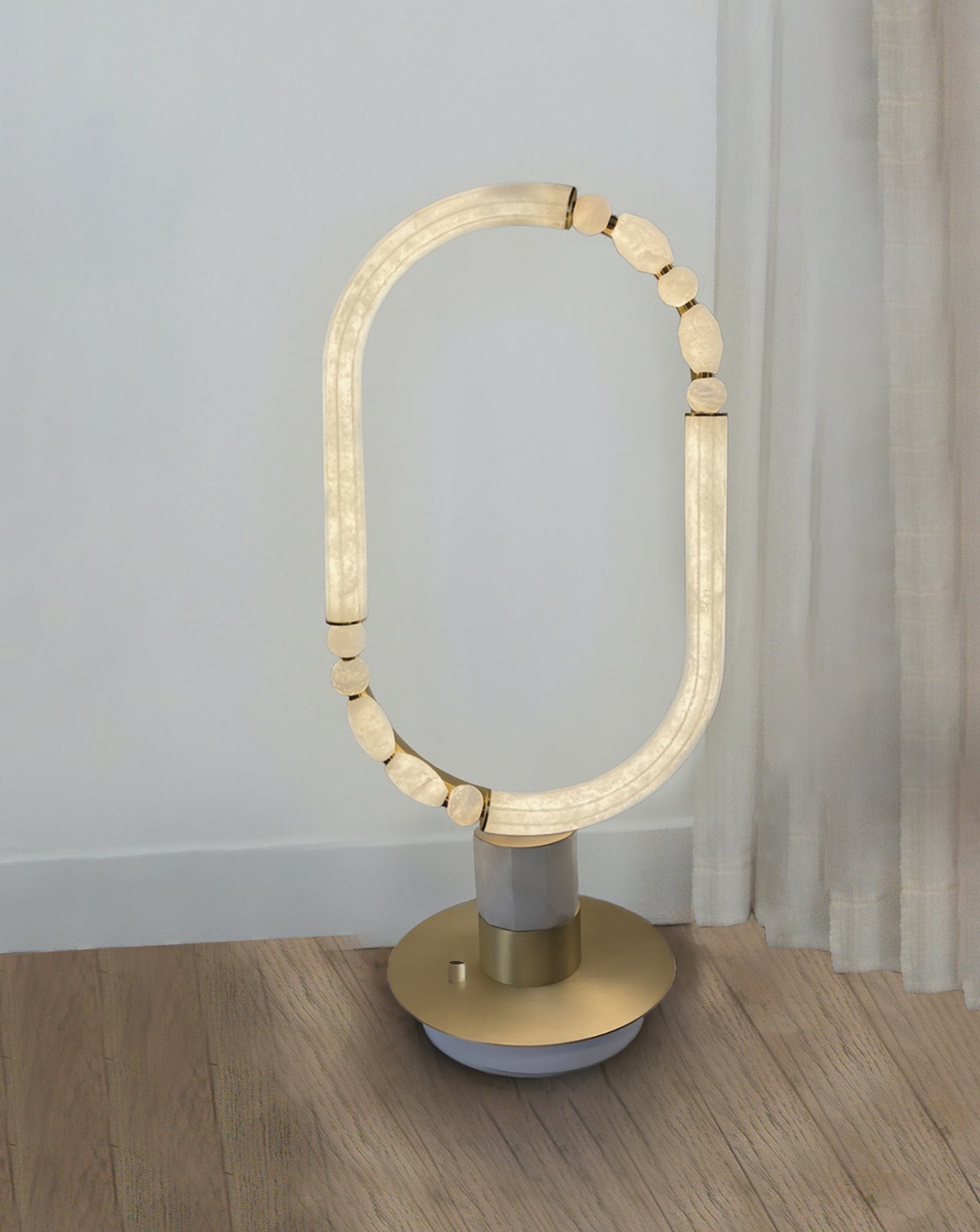 Pearl Satin Brass Standing Table Lamp