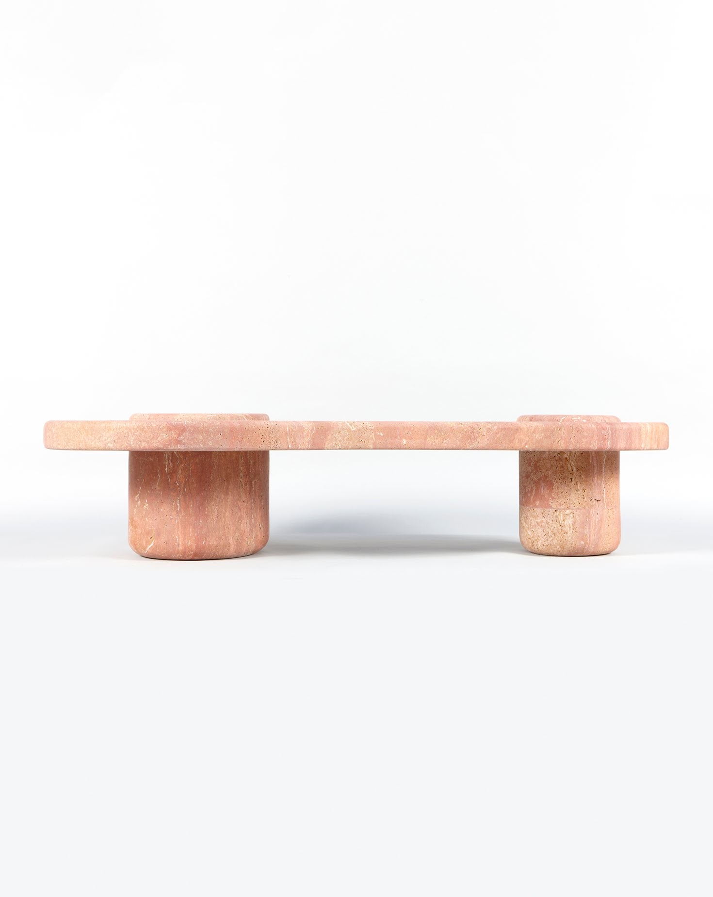 Sculptural Travetino Rosso Mistral Coffee Table
