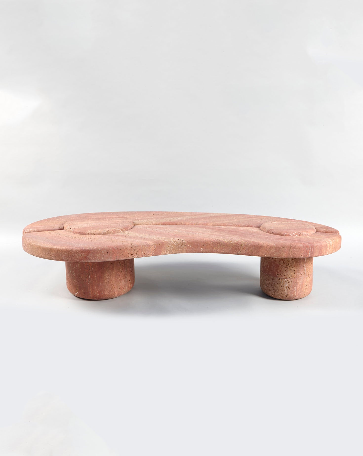 Sculptural Travetino Rosso Mistral Coffee Table