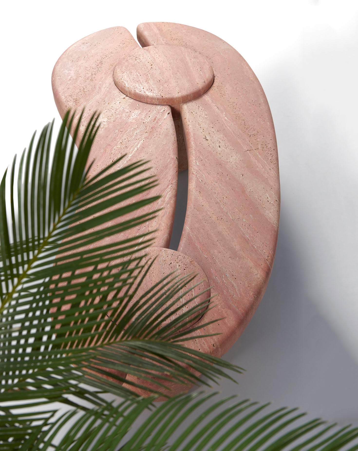 Sculptural Travetino Rosso Mistral Coffee Table