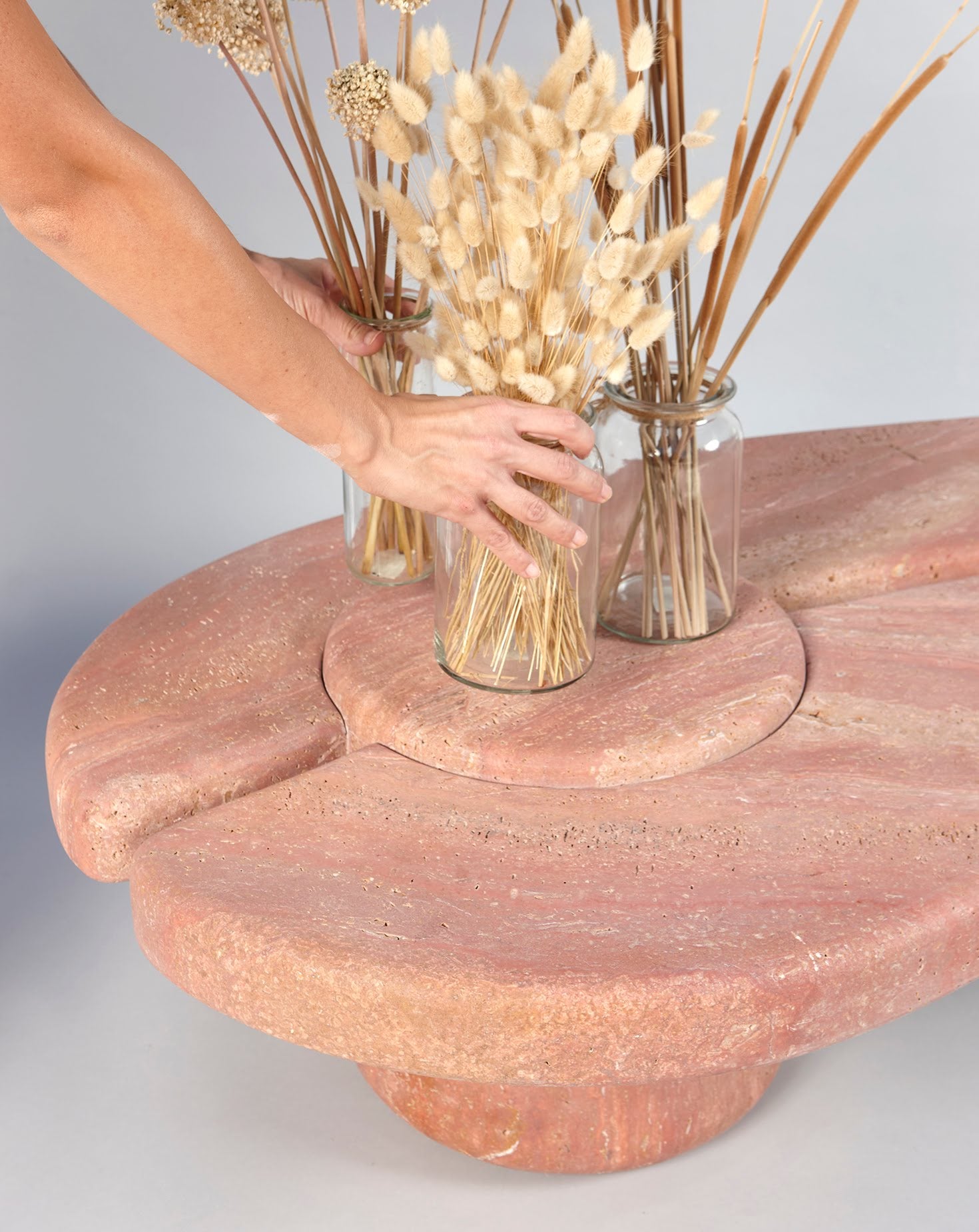 Sculptural Travetino Rosso Mistral Coffee Table