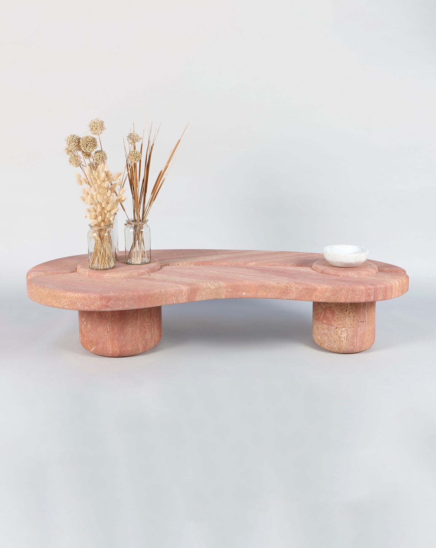 Sculptural Travetino Rosso Mistral Coffee Table