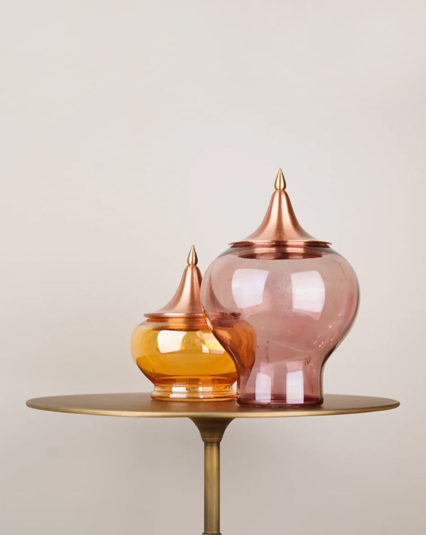 Spire Glass and Copper Jewel Vessel Sets of 3