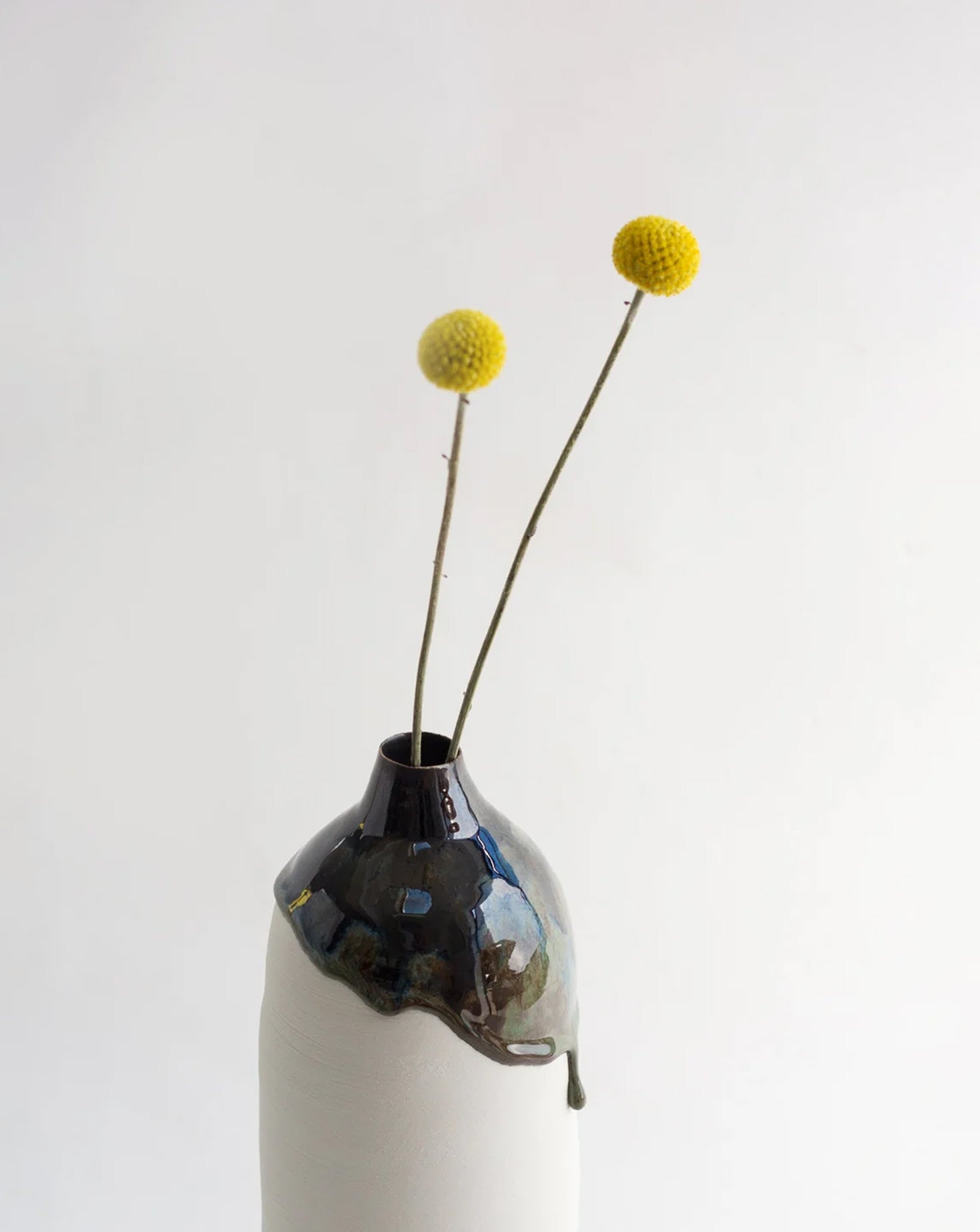Tall Tenmoku White Porcelain Moon Jar