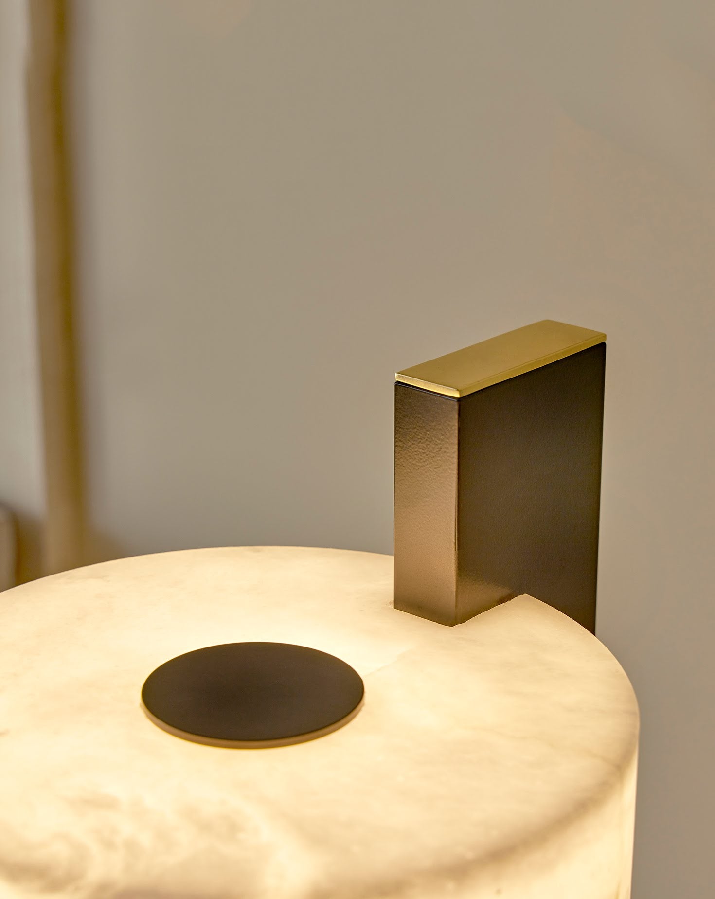 Turris Steel and Alabaster Table Lamp